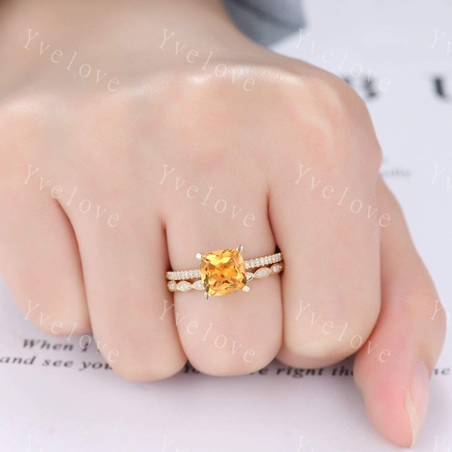Citrine ring citrine jewelry 14k yellow gold engagement ring natural gemstone diamond band stacking ring anniversary ring custom jewelry