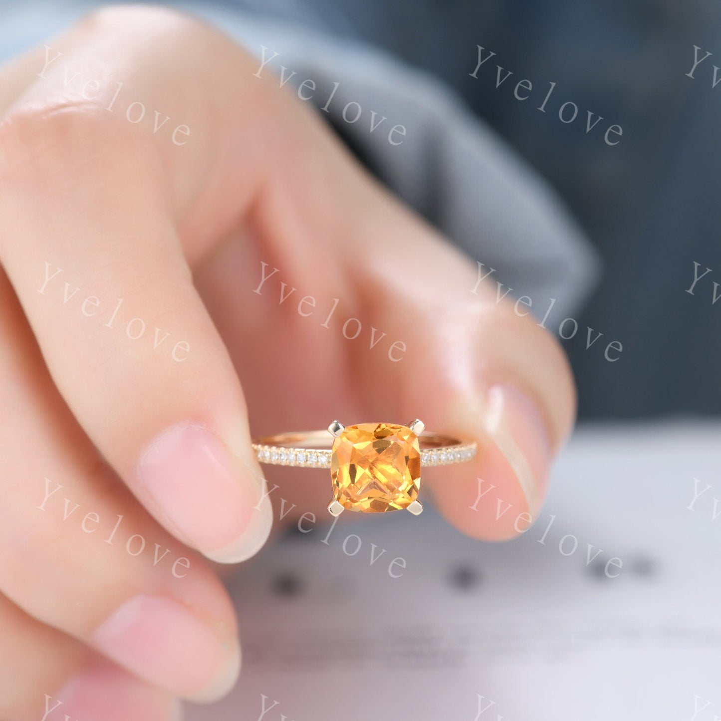Citrine ring citrine jewelry 14k yellow gold engagement ring natural gemstone diamond band stacking ring anniversary ring custom jewelry