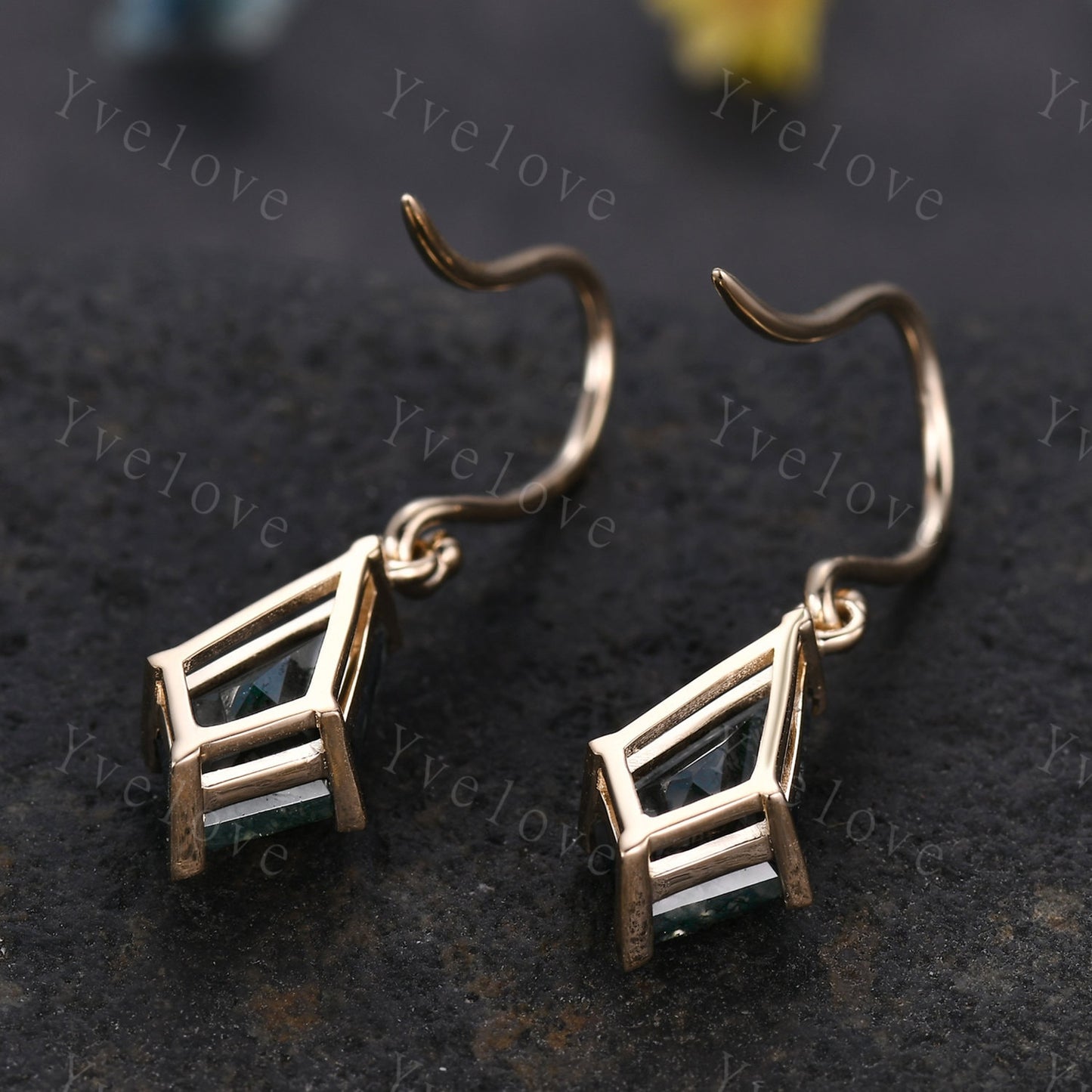 Vintage Kite cut black fire opal earrings opal gemstone jewelry unique earrings women art deco opal earring best friend gift Birthday Gift