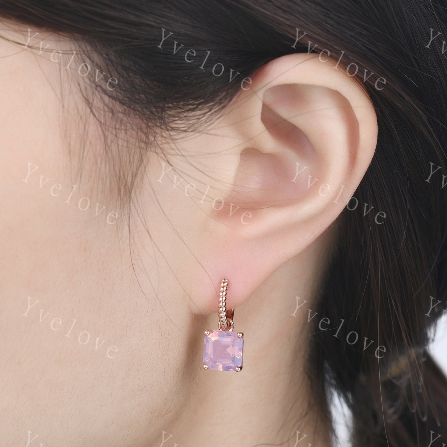 5ct Asscher Shaped Lavender Amethyst Earrings Bridal Amethyst Earrings Bridesmaids Jewelry Earrings Light Purple Wedding Party Earrings Gift