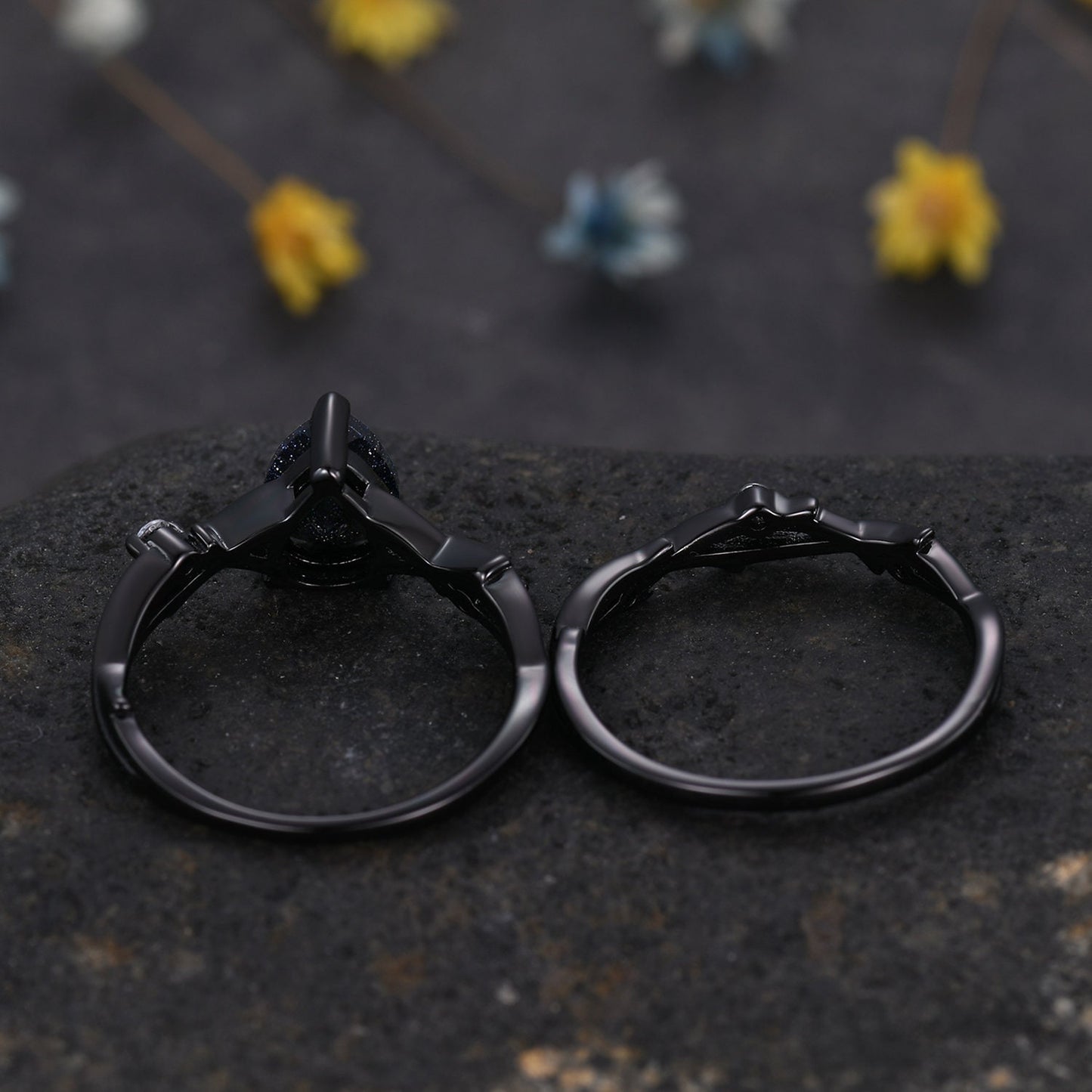 Unique Twig Pear Cut Moss Agate Engagement Ring,Vintage Leaf Emerald Ring,Black Gold Branch Ring,Art Deco Promise Wedding Ring,Handmade Gift