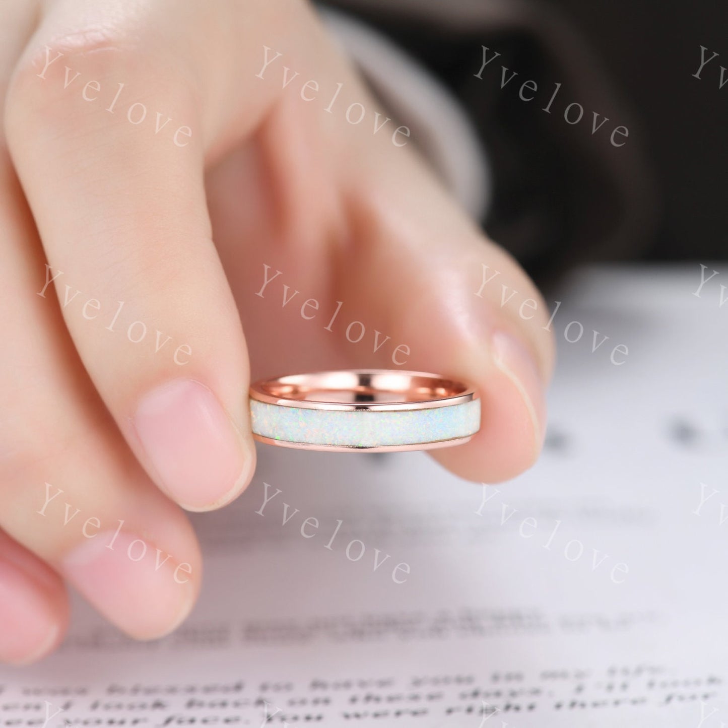 Eternity White Opal Band,White Fire Opal Ring,Fire Opal Wedding Band,Anniversary Ring,Bridal Gift for Her For Men Promise Gift,925 Silver