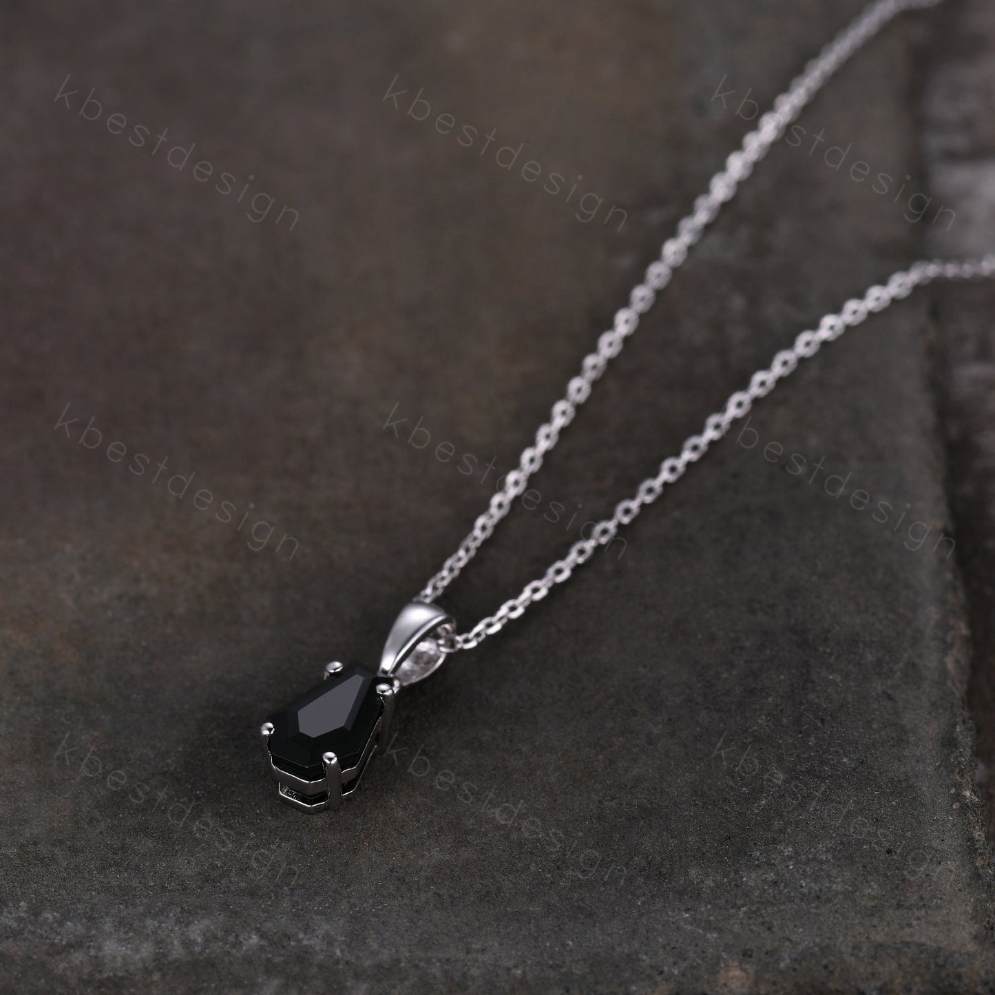Coffin cut black onyx necklace 925 sterling silver dainty black onyx pendant black gemstone jewelry minimalist anniversary gift for her