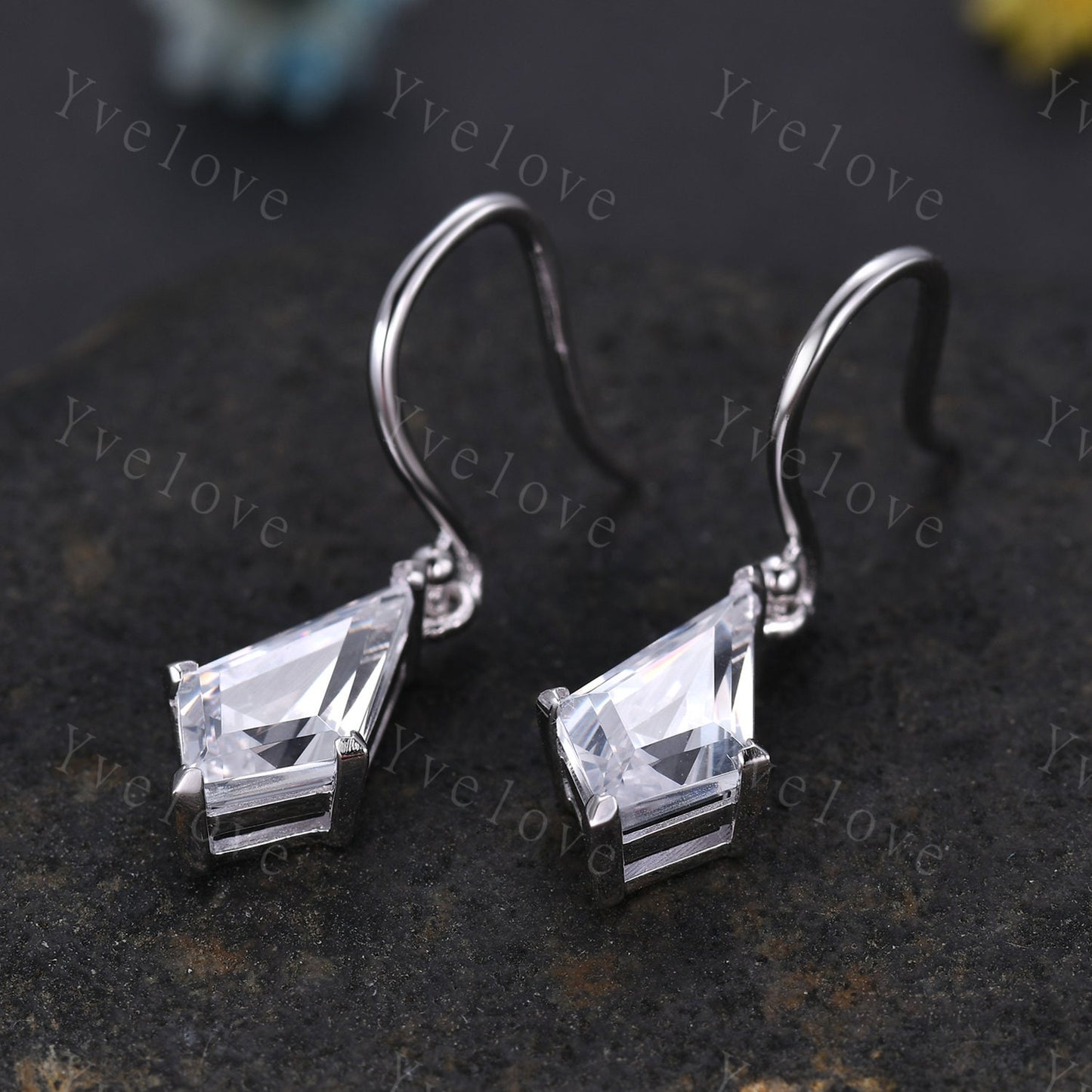Vintage kite cut moissanite earrings moissanite jewelry unique earrings women art deco earring promise anniversary gift for women birthday