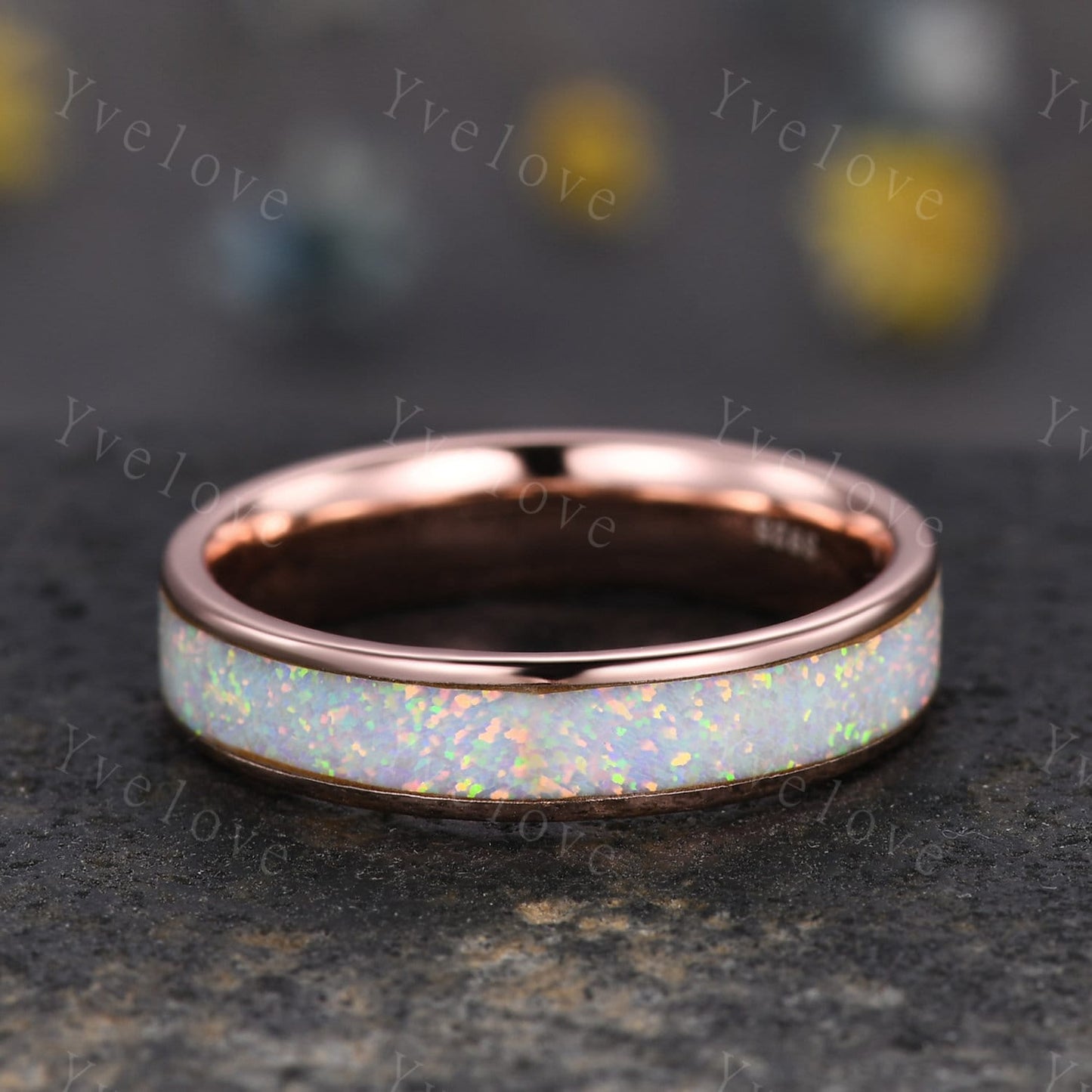 Eternity White Opal Band,White Fire Opal Ring,Fire Opal Wedding Band,Anniversary Ring,Bridal Gift for Her For Men Promise Gift,925 Silver