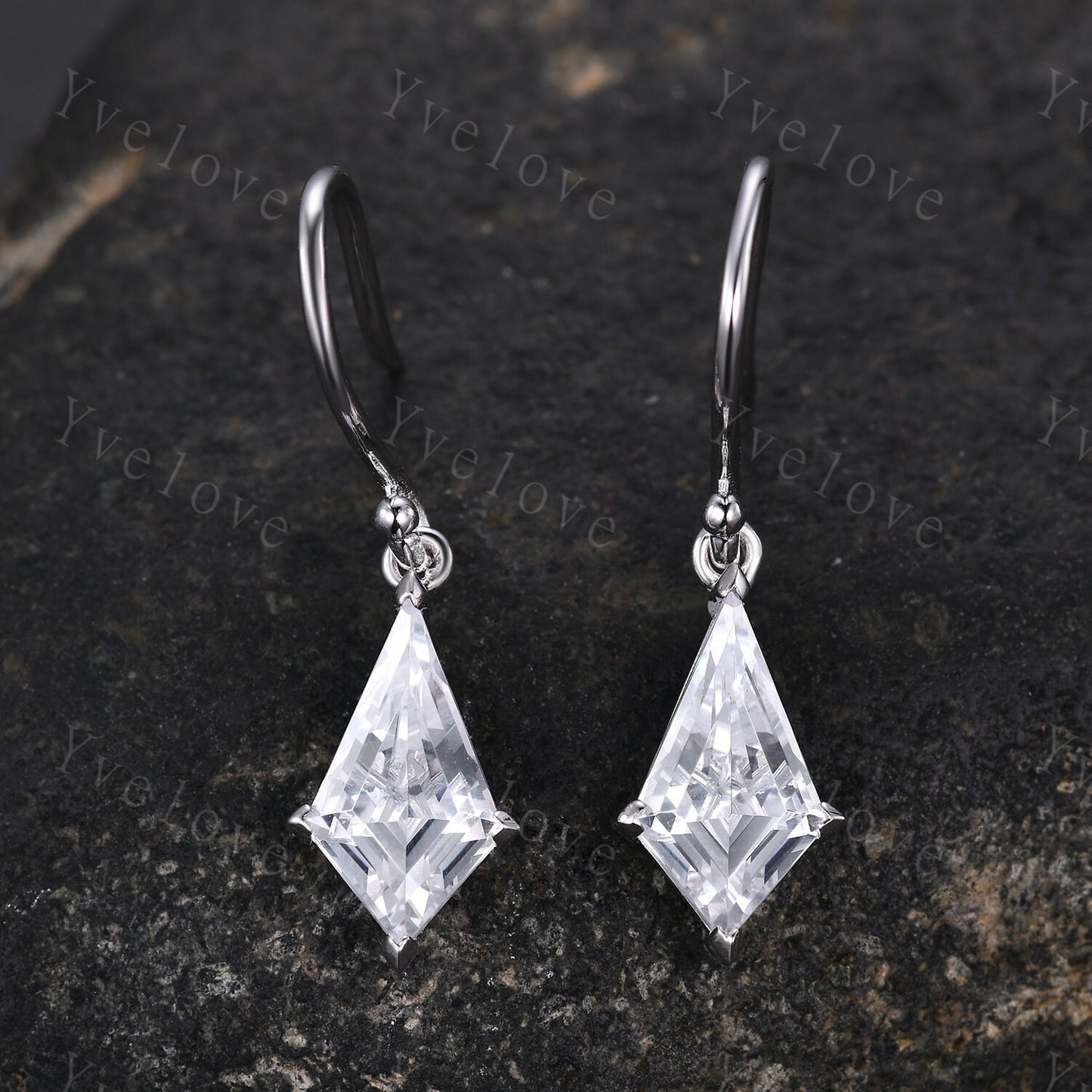 Vintage kite cut moissanite earrings moissanite jewelry unique earrings women art deco earring promise anniversary gift for women birthday