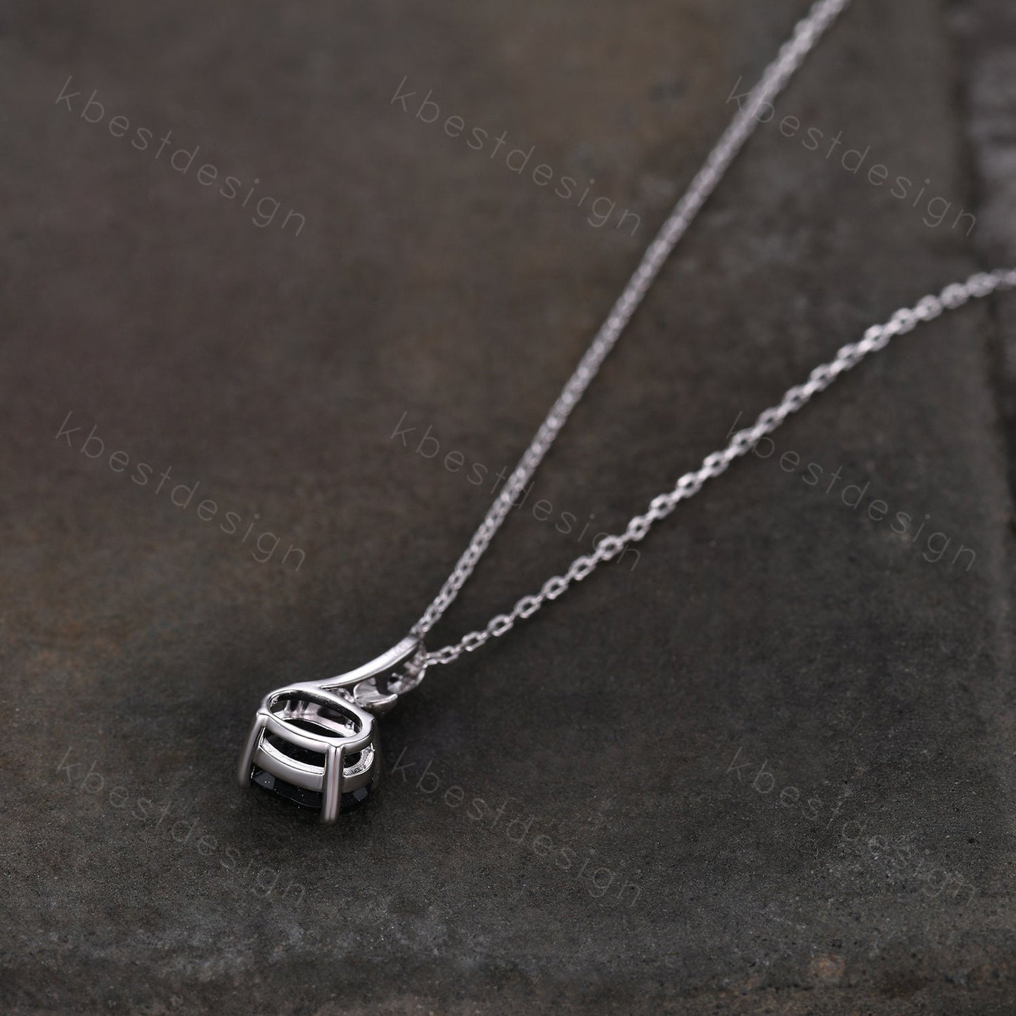 Oval Cut Galaxy Blue Sandstone Necklace Silver Vintage Art Deco Necklace for Women Nature Inspired Moissanite Pendant Anniversary Gift
