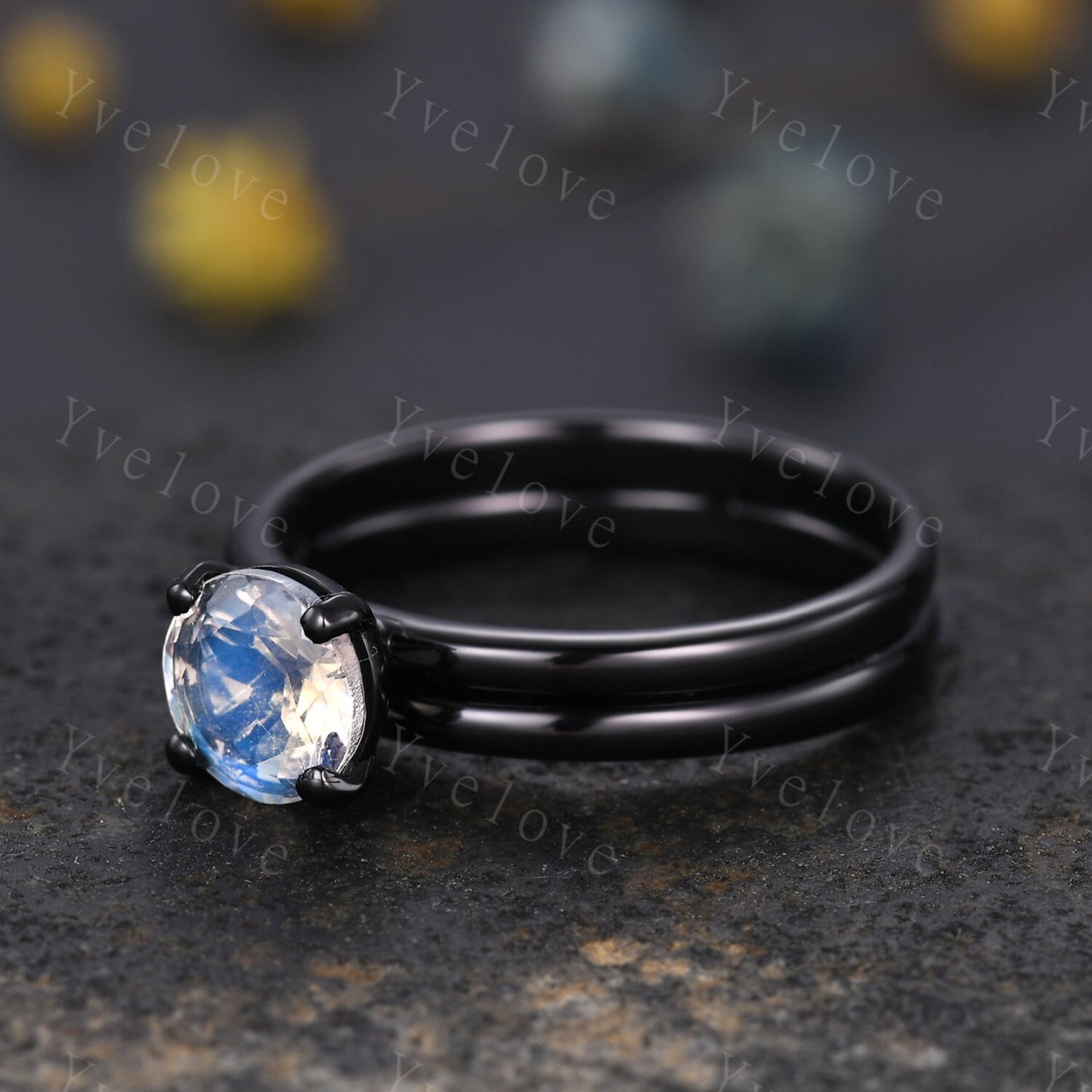 Minimalist moonstone Engagement Ring,rainbow moonstone jewelry,black gold soldering ring,handmade birthday gift for loved ones,Promise Ring