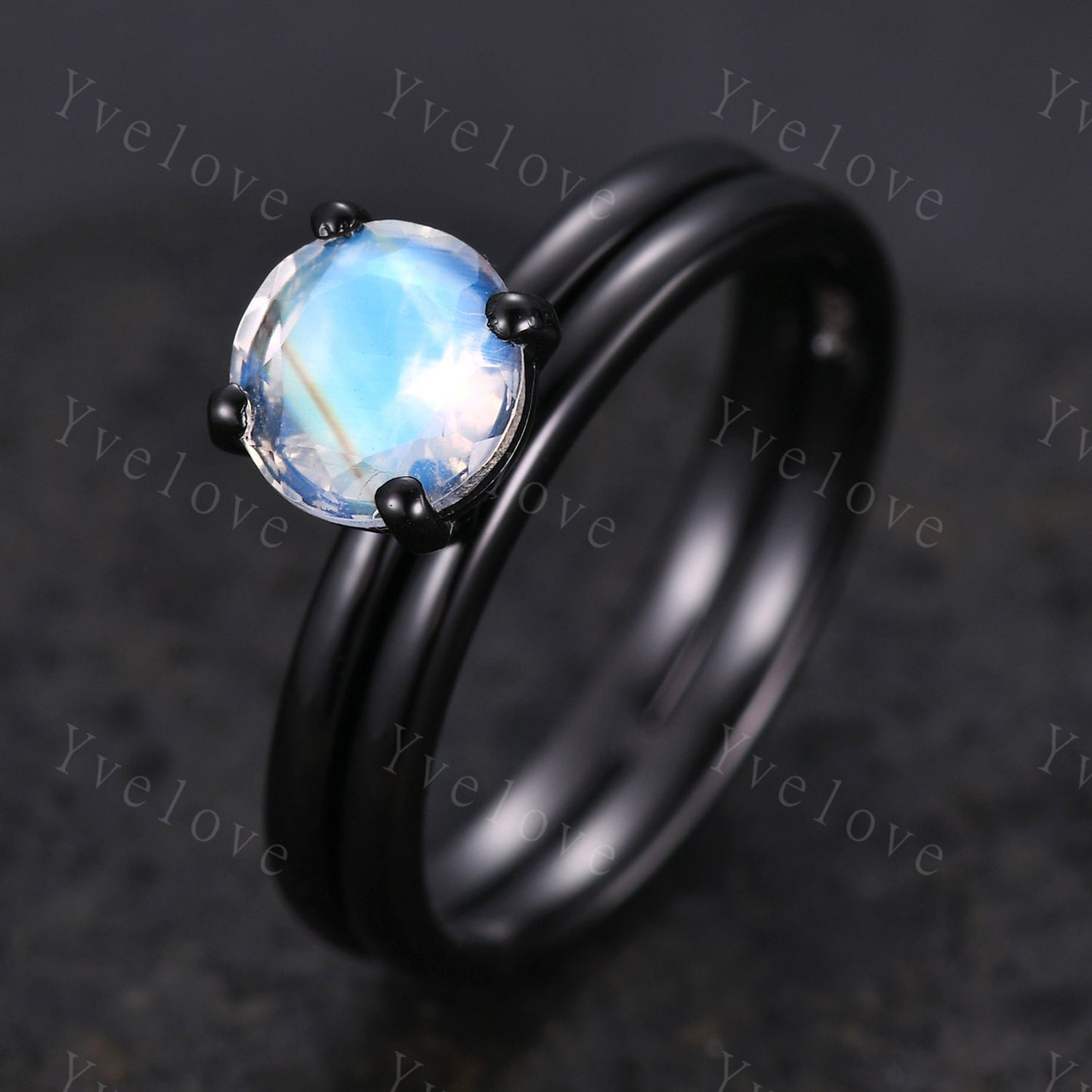 Minimalist moonstone Engagement Ring,rainbow moonstone jewelry,black gold soldering ring,handmade birthday gift for loved ones,Promise Ring