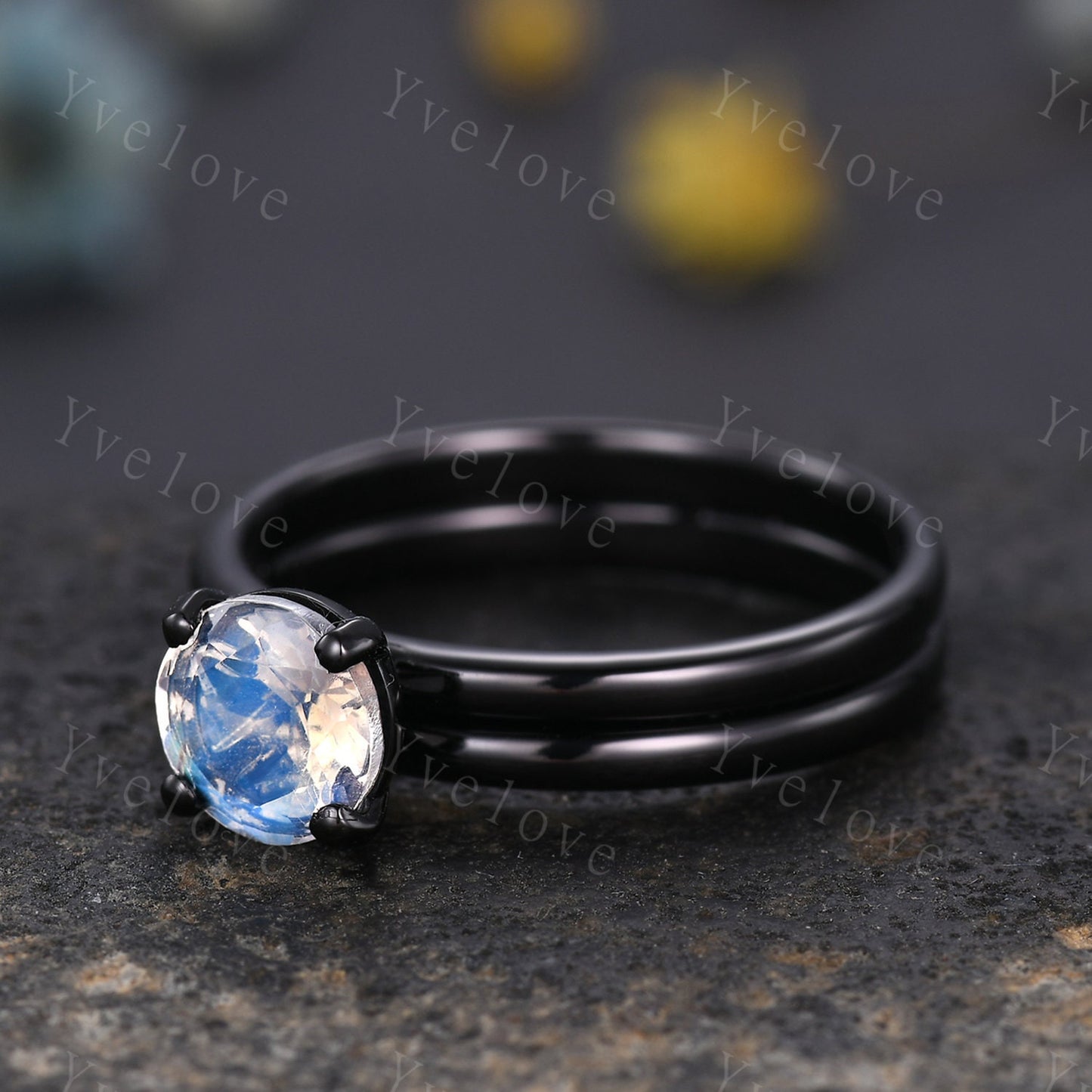 Minimalist moonstone Engagement Ring,rainbow moonstone jewelry,black gold soldering ring,handmade birthday gift for loved ones,Promise Ring
