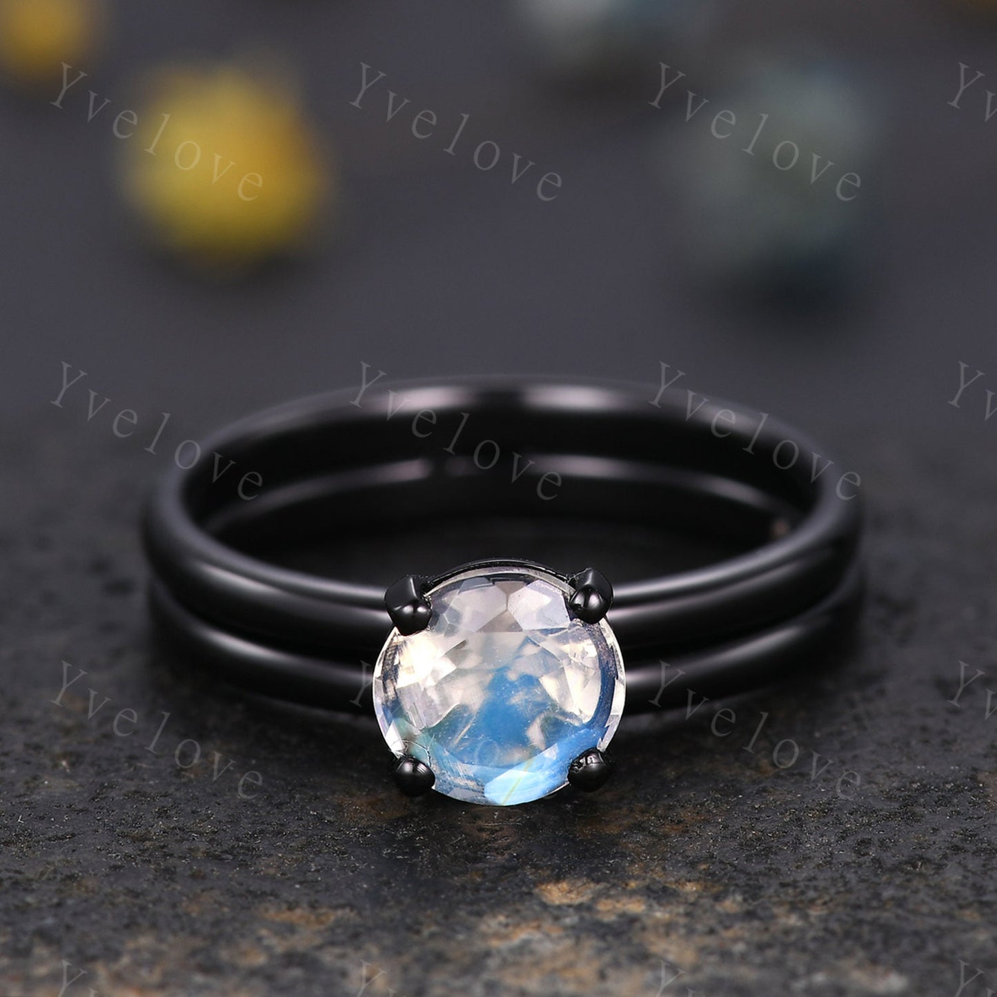 Minimalist moonstone Engagement Ring,rainbow moonstone jewelry,black gold soldering ring,handmade birthday gift for loved ones,Promise Ring