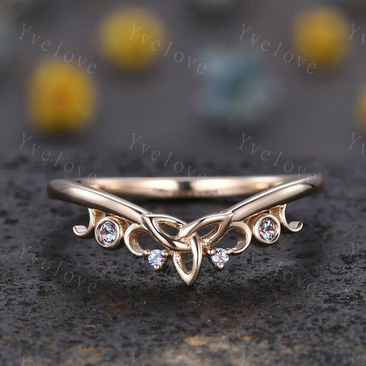 Alexandrite Wedding band,Vintage Retro 14k Solid Gold Ring Alexandrite Jewelry Stackable Matching Band Bridal Ring Anniversary Gift For Her