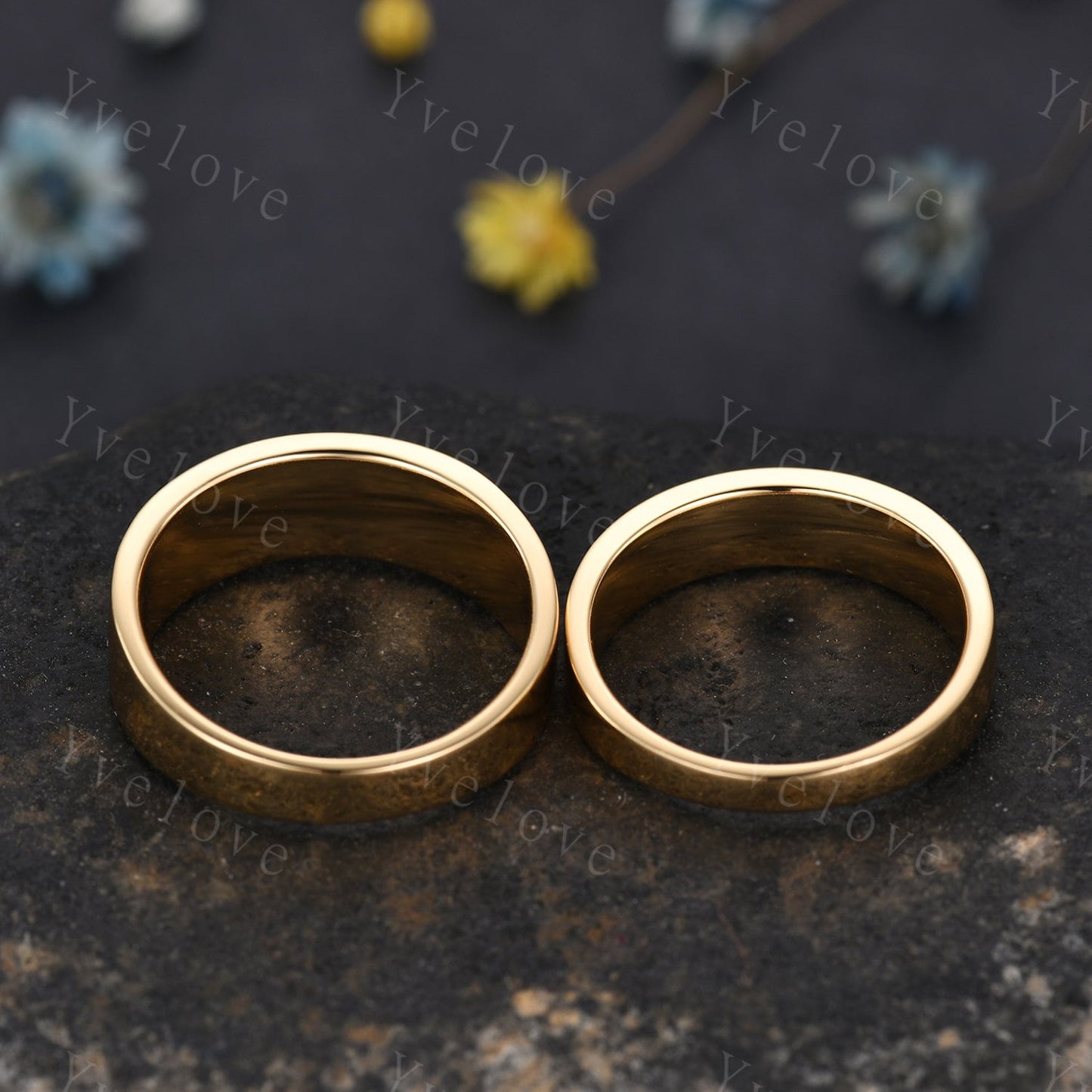 Space Galaxy Ring Unisex Gold Band Blue Sandstone Wedding Band Couples Ring Set His and Hers Sterling Silver Matching Couples Promise Ring