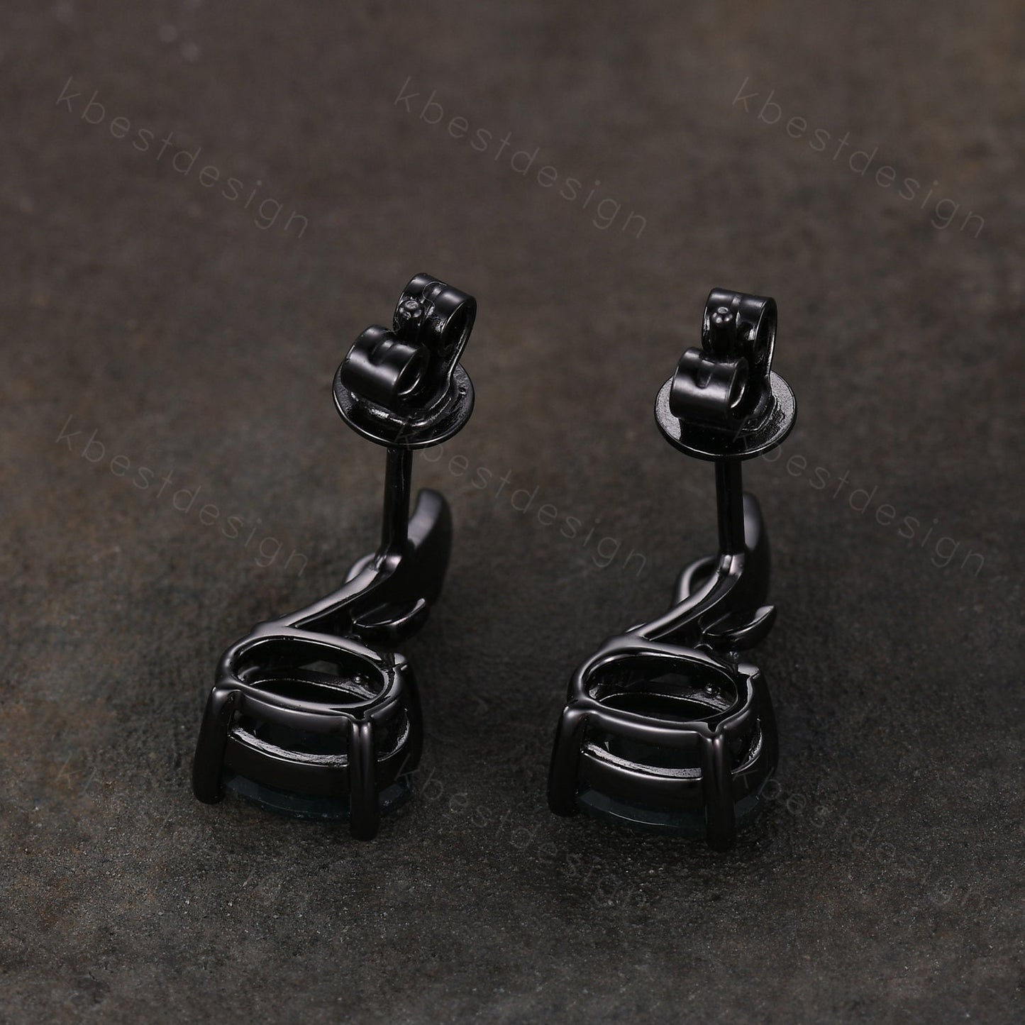 Oval cut moss agate earrings women black gold earring studs nature inspired earrings art deco green agate studs birthday/anniversary gift