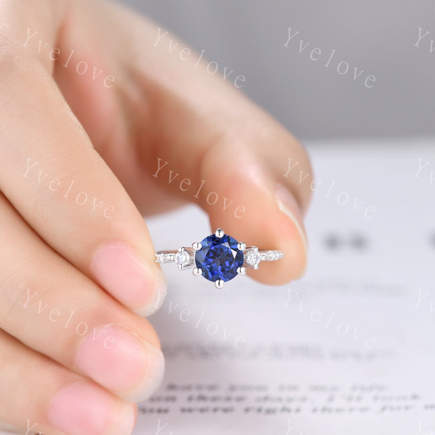 Unique Sapphire Ring Set,Blue Sapphire Engagement Ring,Enhancer Ring,Double Curved band,Women Bridal Matching Stacking Diamond Wedding Band