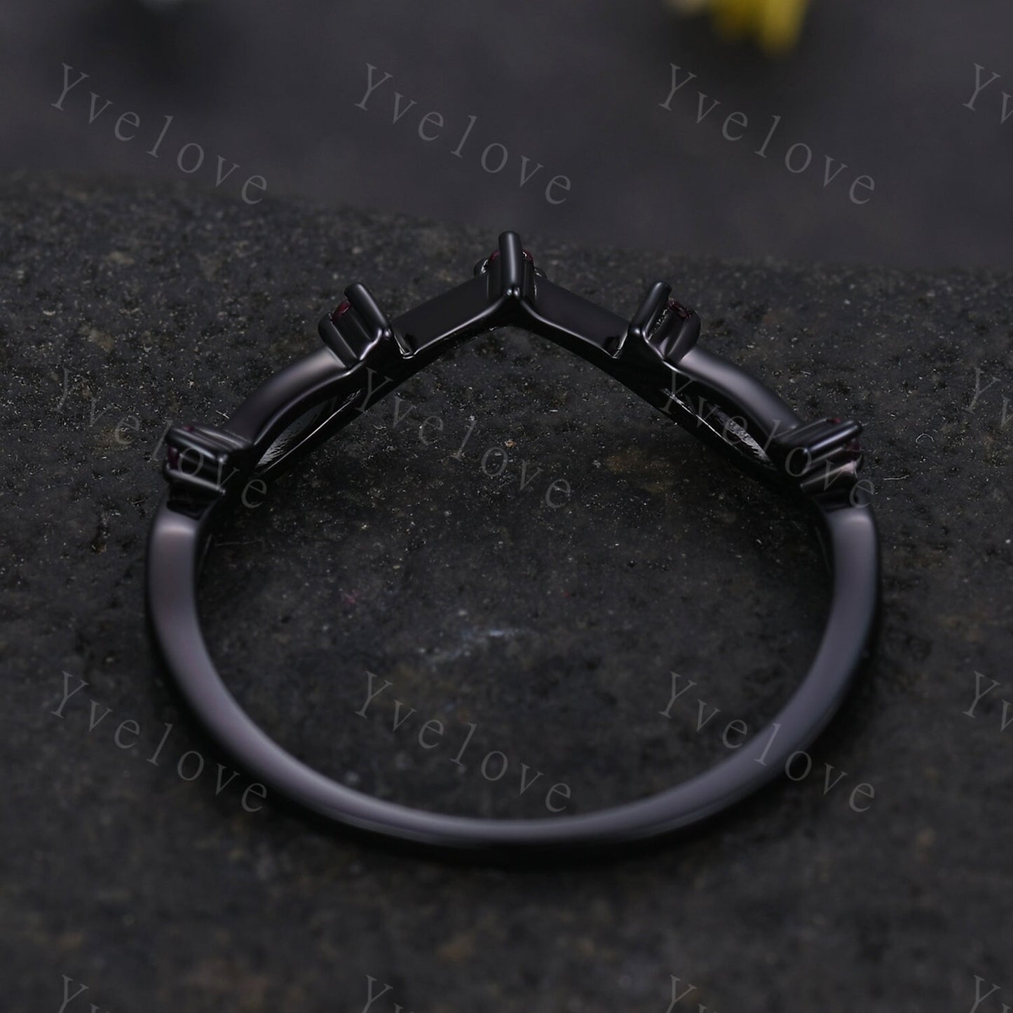 Vintage Red Ruby Engagement Ring,Twig Stacking Band,Women Vine Ruby Band,Art Deco Curved Branch Wedding Band,Black Gold Silver Ring Gift