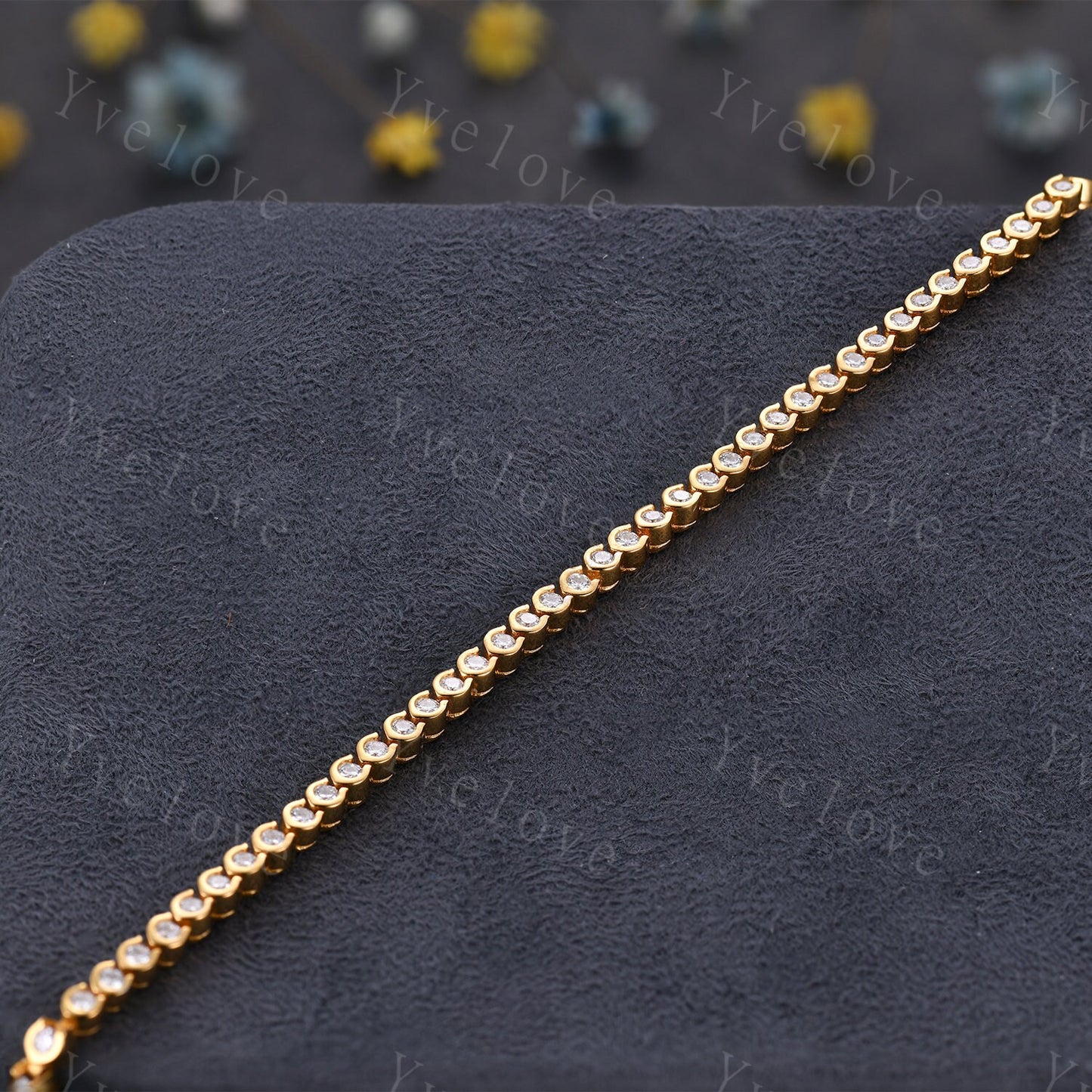 Moissanite Bracelet,Diamond Bracelet,Gold Tennis Bracelet,Dainty Bracelet,Bridal Gift for Her,Minimalist Bracelet,Birthday Gift For Women