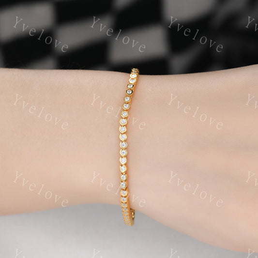 Moissanite Bracelet,Diamond Bracelet,Silver Tennis Bracelet,Dainty Bracelet,Bridal Gift for Her,Minimalist Bracelet,Birthday Gift For Women