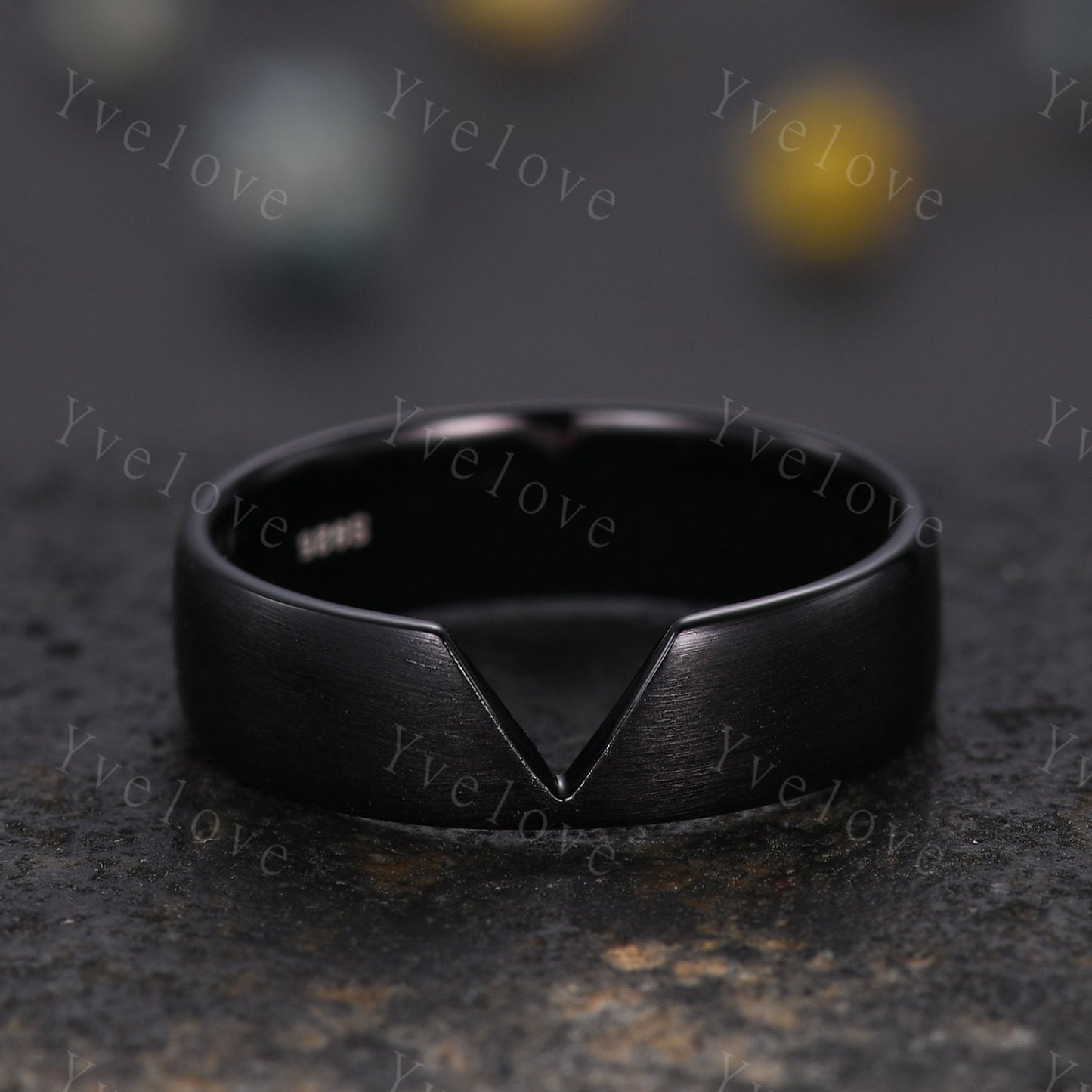 Vintage lozenge Garnet Couples Ring Black Gold Matching Ring Set His and Hers Wedding Band Promise Ring For Men For Women Natural Gemstone