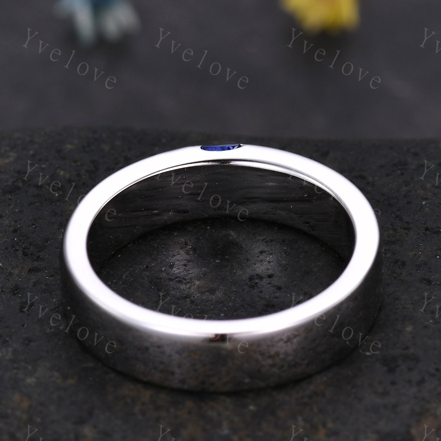 Mens Tanzanite Wedding Band Princess Cut Tanzanite Ring Platinum Ring Mens Solitaire Stacking Matching Band Retro Vintage Ring Gift For Him