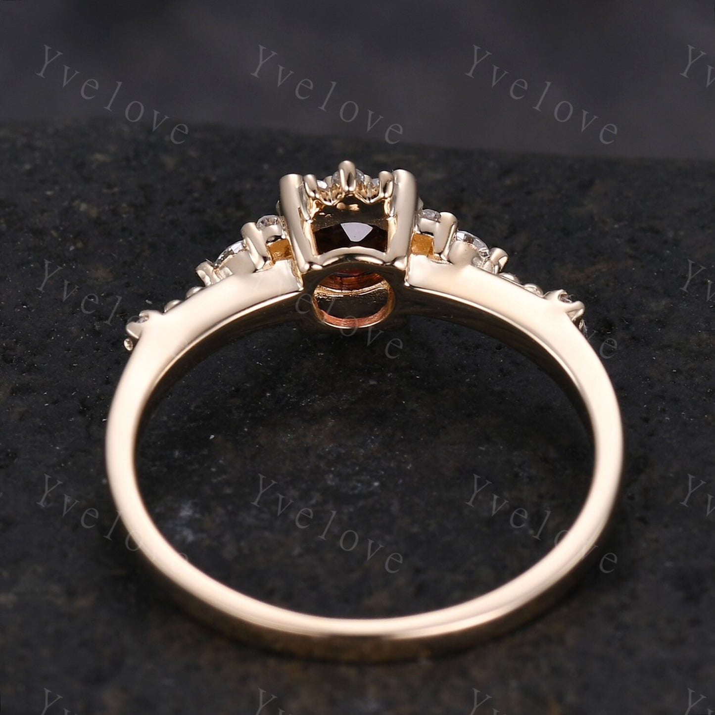 2pcs Garnet Engagement Ring Set Diamond Wedding Band Moissanite Matching Band Vintage Promise Bridal Jewelry Gift For Women
