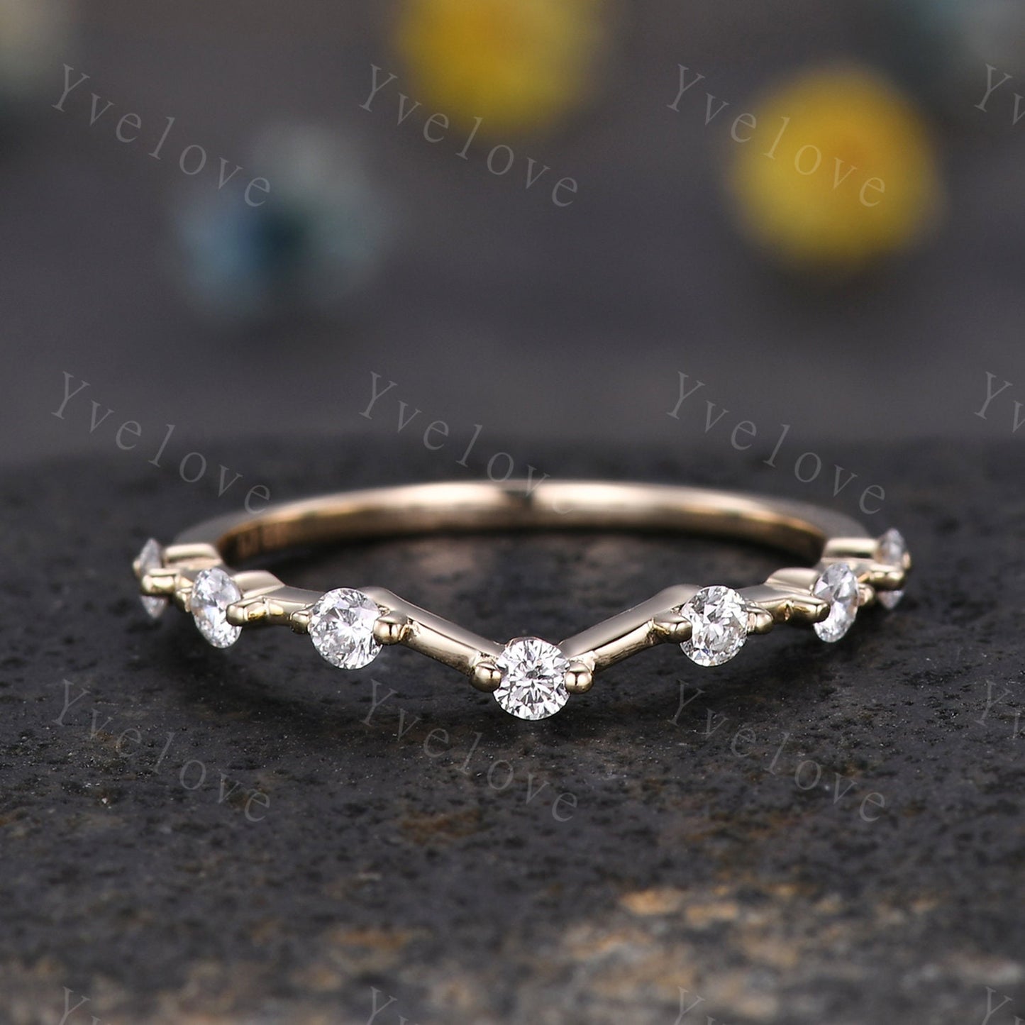 Dainty Diamond Wedding Band 14k Solid Gold Curved Wedding Ring Stacking Matching Band For Women Genuine Diamond Anniversary Gift For Her