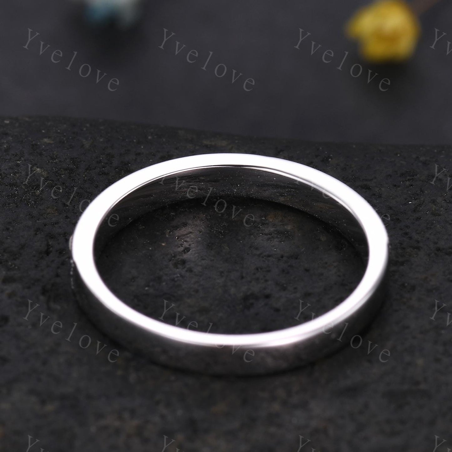 Minimalist Opal Moissanite Ring,Opal Wedding Band,14K White Gold,Channel Set Stacking Ring,Matching Band,Promise Anniversary Gift for Women