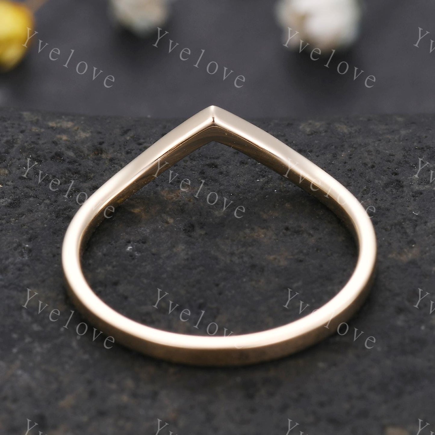 Art Deco 14K Solid Gold Curved Wedding Band,Vintage Retro Plain Matching Band,Women Smooth Stacking Band Dainty Bridal Ring Gift For Her