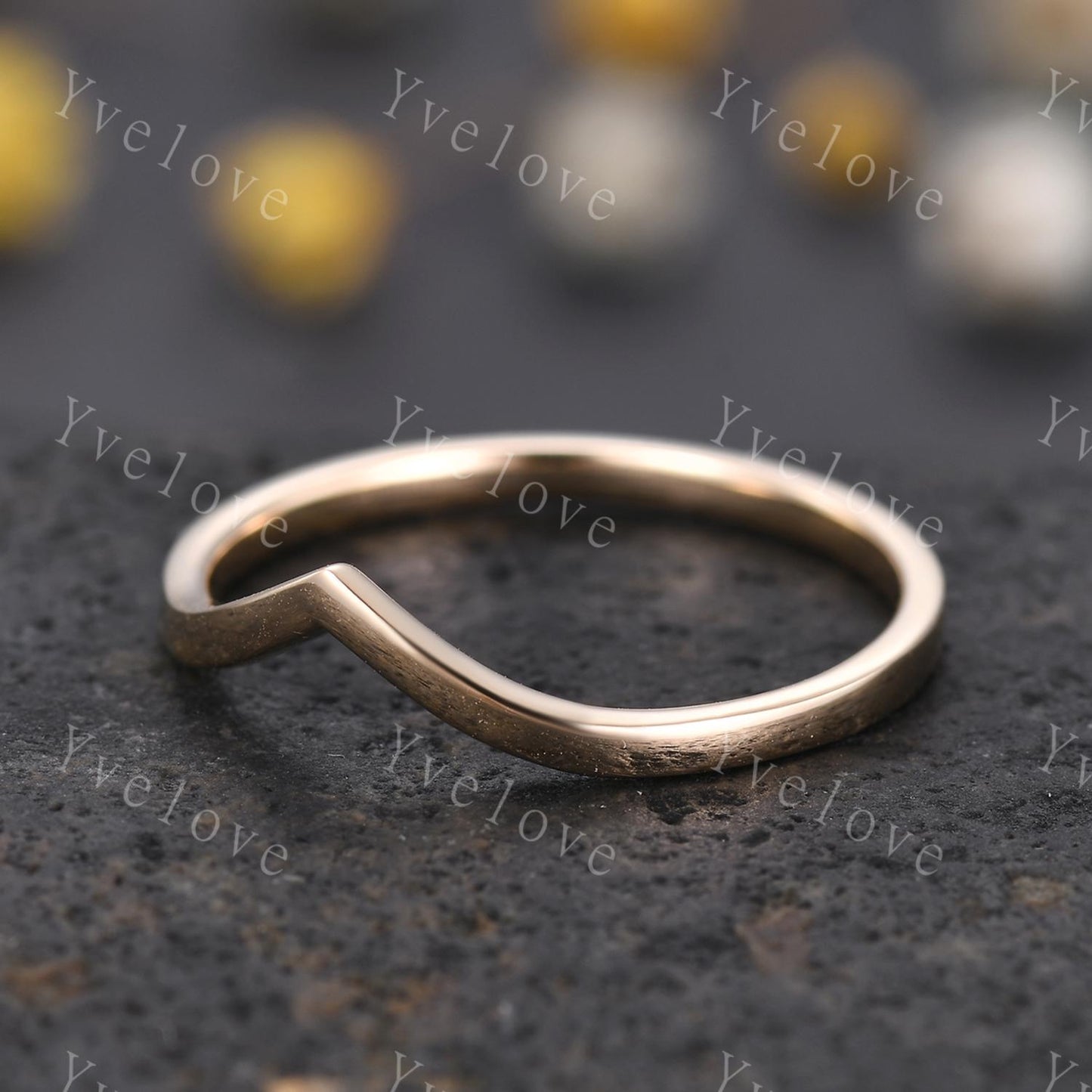 Art Deco 14K Solid Gold Curved Wedding Band,Vintage Retro Plain Matching Band,Women Smooth Stacking Band Dainty Bridal Ring Gift For Her