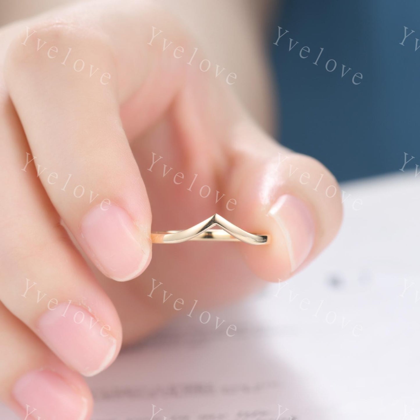 Art Deco 14K Solid Gold Curved Wedding Band,Vintage Retro Plain Matching Band,Women Smooth Stacking Band Dainty Bridal Ring Gift For Her
