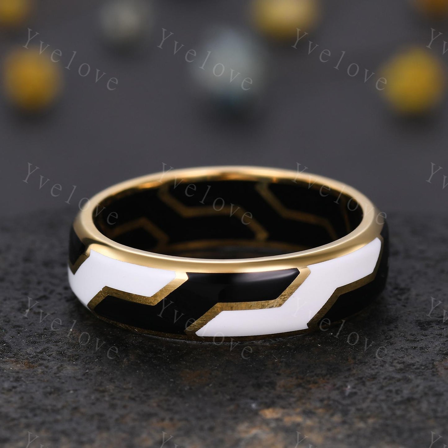 Couples ring set black enamel coating ring for men and women white enamel wedding band promise stacking matching Band retro vintage Gift