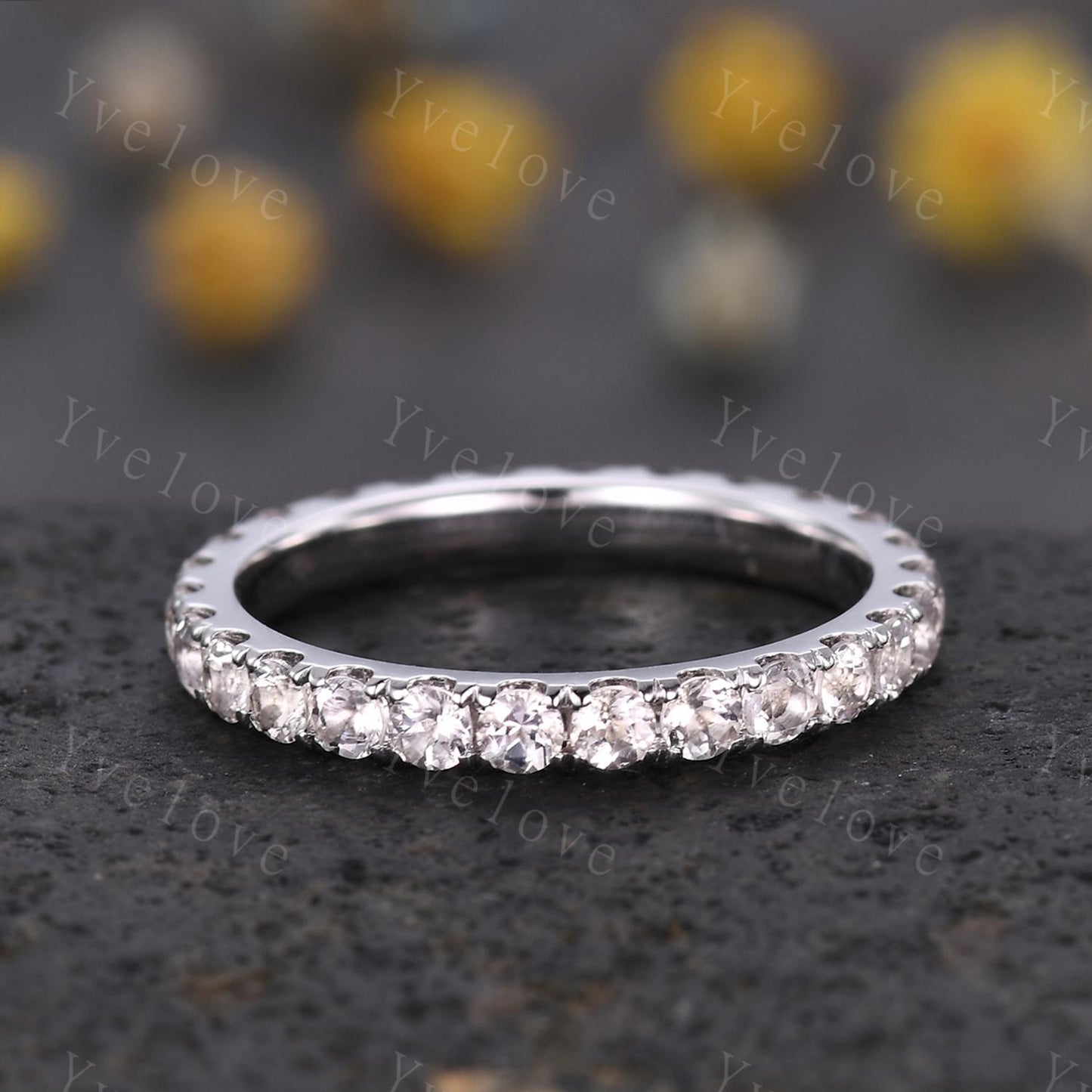 2mm Round Pink Morganite wedding ring full eternity natural morganite engagement ring wedding band for women matching band stacking ring