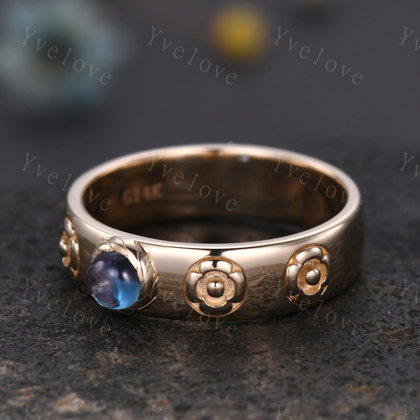 Howls Moving Castle Ring 4mm Round Natural Blue Sapphire Wedding Band S925 Silver Ring Howl's Ring Sophie's Ring Stacking Matching Band Gift