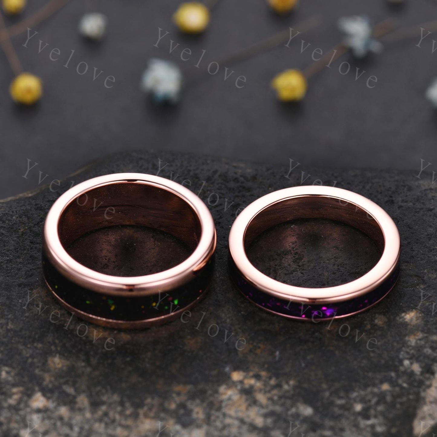 Galaxy Couple Ring Set,Orion Nebula Wedding Stacking Matching Promise Rings for Women,2pc Gold Plated Engagement Ring For His and Hers Gift