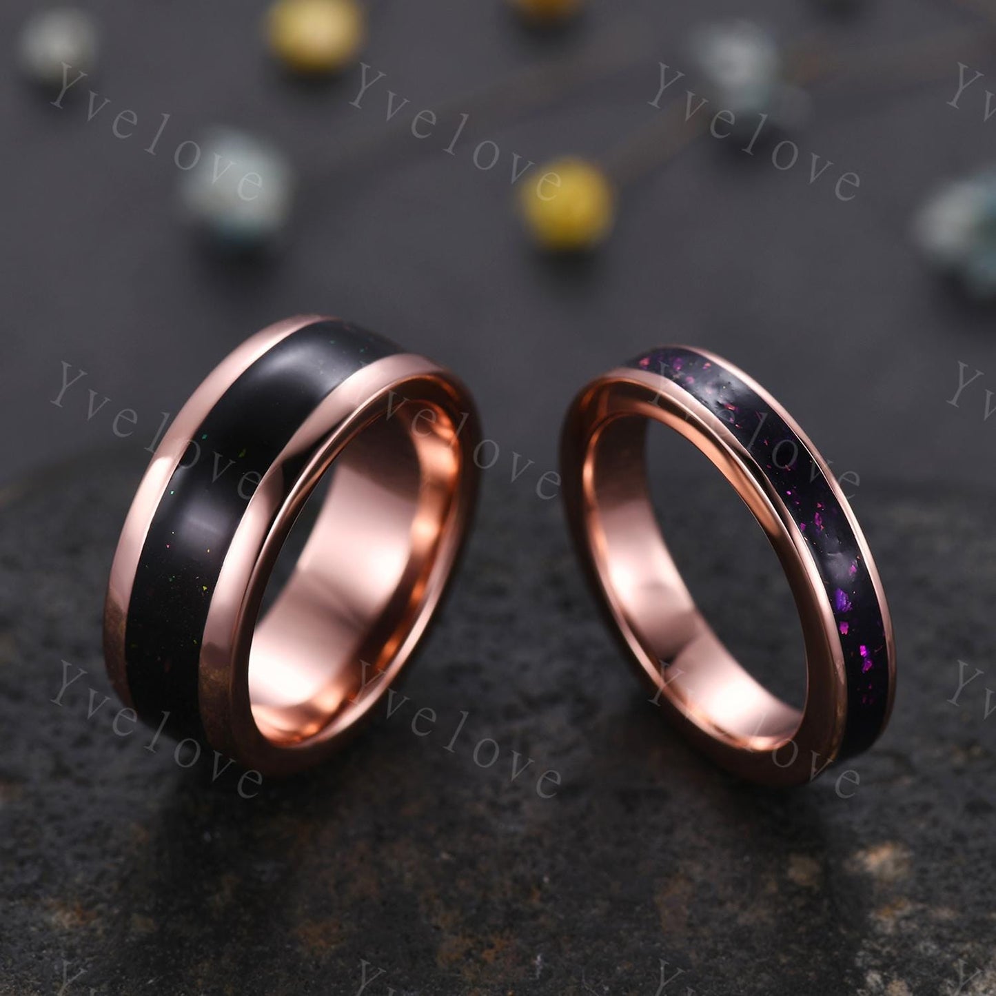 Galaxy Couple Ring Set,Orion Nebula Wedding Stacking Matching Promise Rings for Women,2pc Gold Plated Engagement Ring For His and Hers Gift