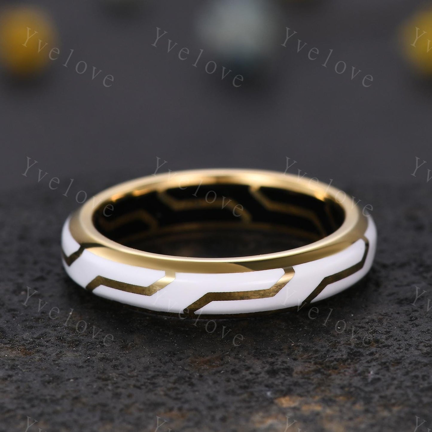 Couples ring set white enamel coating ring for men and women white gems wedding band gold promise stacking matching Band retro vintage Gift