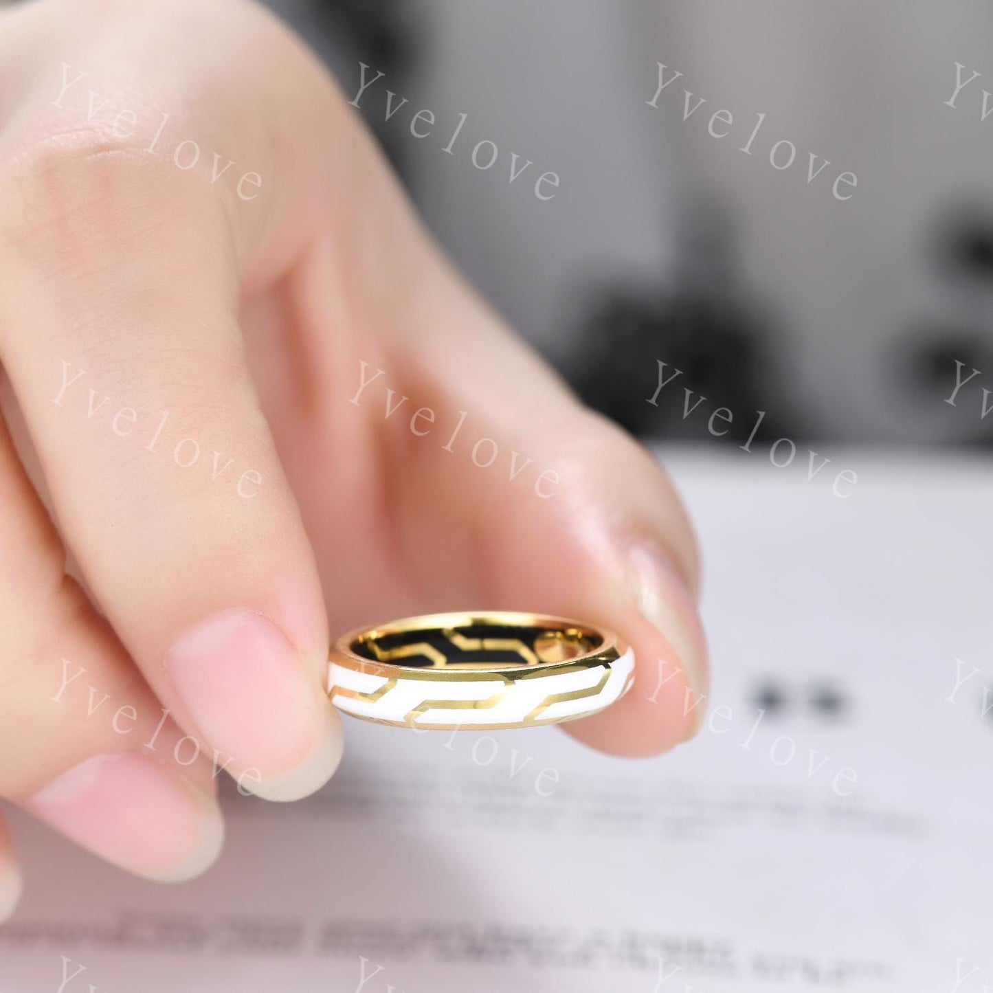 Couples ring set white enamel coating ring for men and women white gems wedding band gold promise stacking matching Band retro vintage Gift