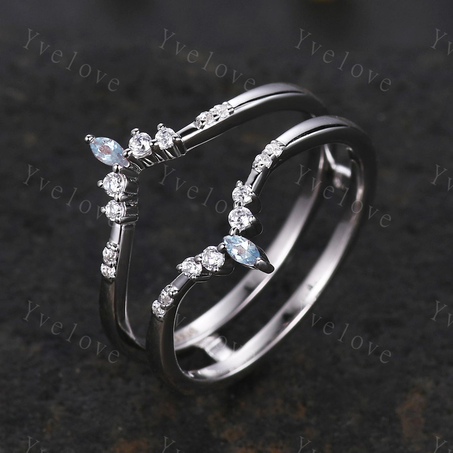 Dainty Alexandrite wedding band V Curved Diamond wedding band Enhancer Band Silver Stacking Matching Band Bridal Promise Anniversary Gift