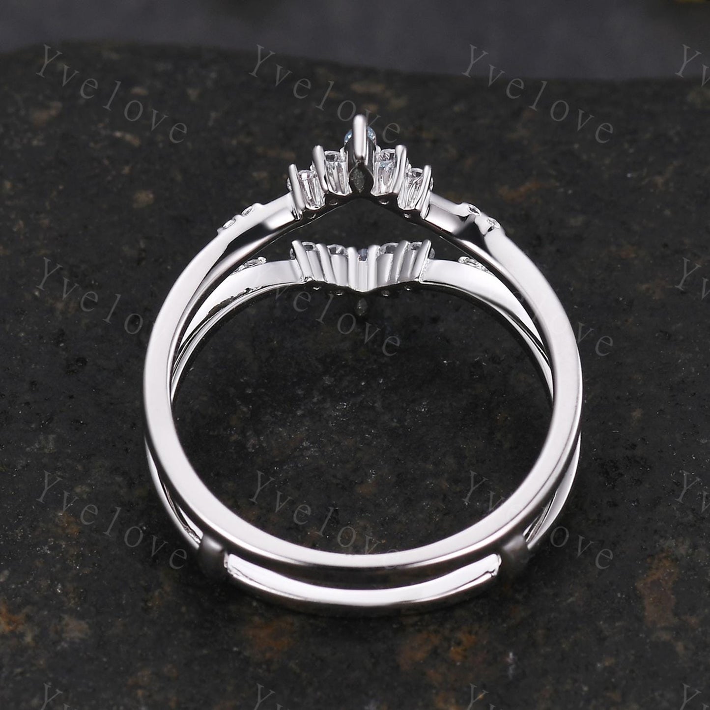 Dainty Alexandrite wedding band V Curved Diamond wedding band Enhancer Band Silver Stacking Matching Band Bridal Promise Anniversary Gift
