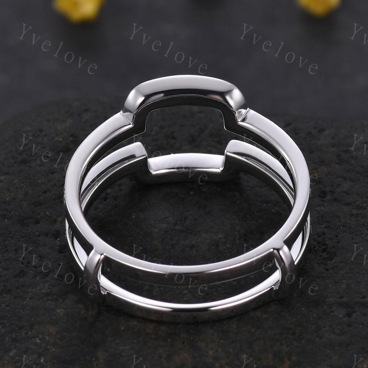Moissanite Wrap Guard Wedding Band 14K White Gold Moissanite Cluster Ring Enhancer Stacking Matching Promise Custom Rings Gift For Women