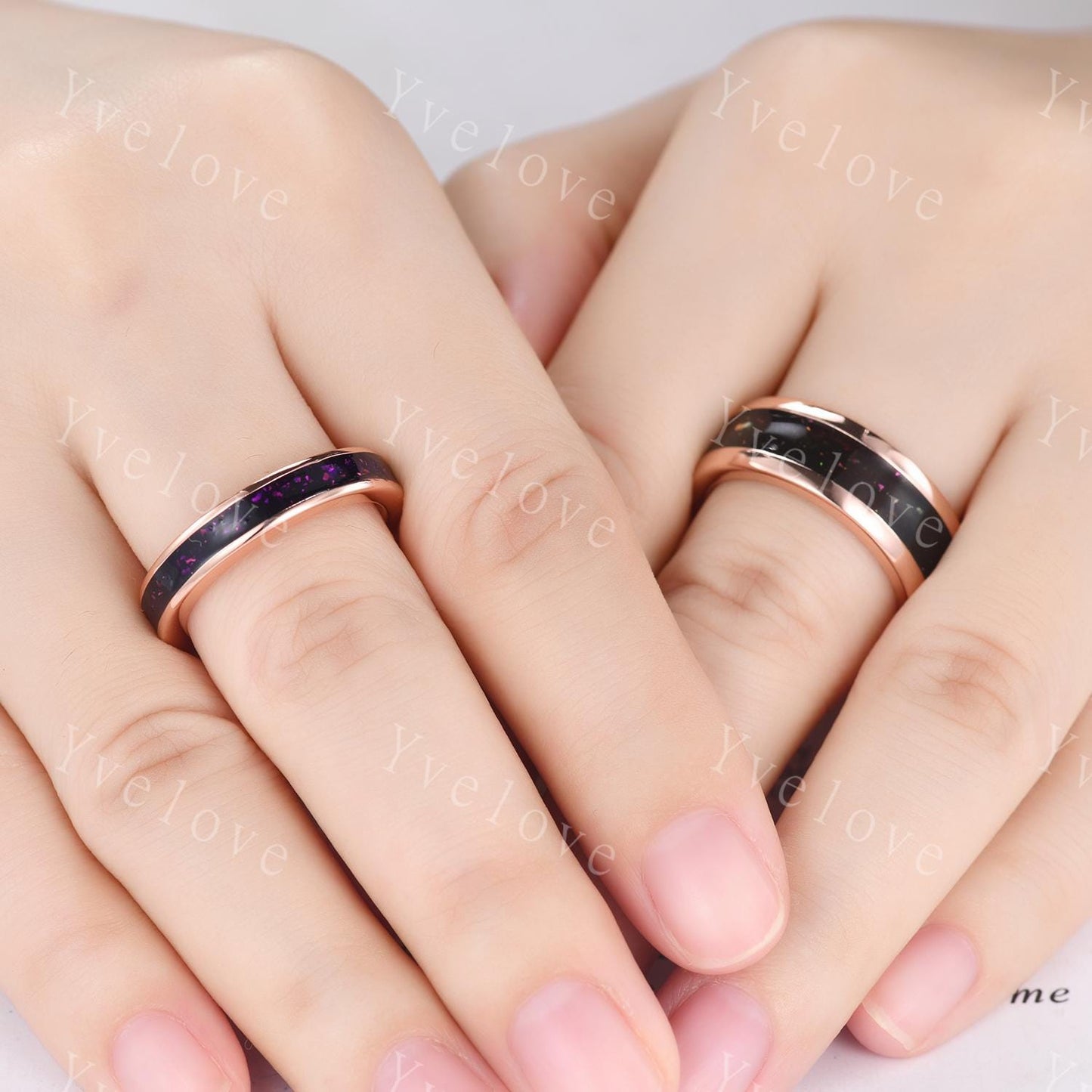 Galaxy Couple Ring Set,Orion Nebula Wedding Stacking Matching Promise Rings for Women,2pc Gold Plated Engagement Ring For His and Hers Gift