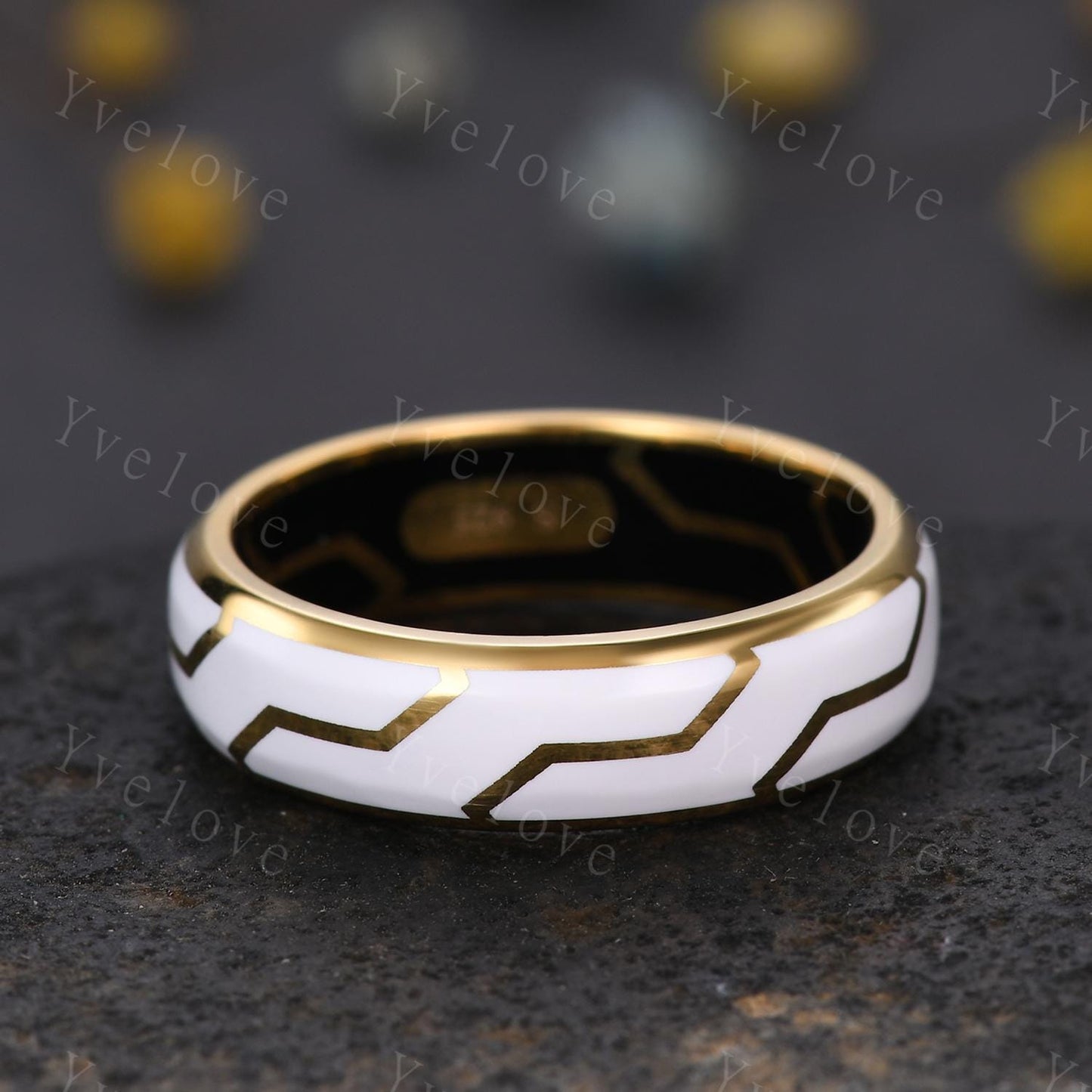 Couples ring set white enamel coating ring for men and women white gems wedding band gold promise stacking matching Band retro vintage Gift