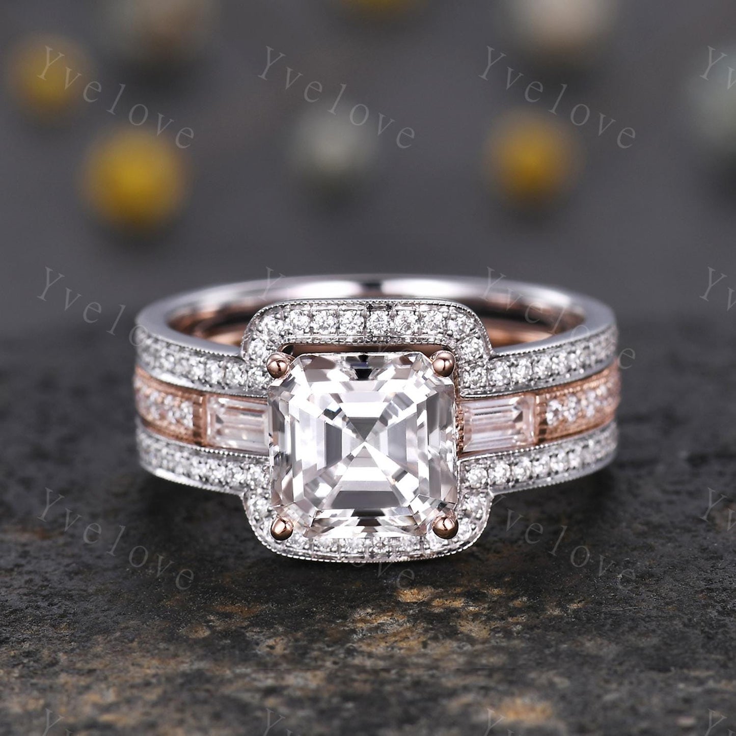 Moissanite Wrap Guard Wedding Band 14K White Gold Moissanite Cluster Ring Enhancer Stacking Matching Promise Custom Rings Gift For Women
