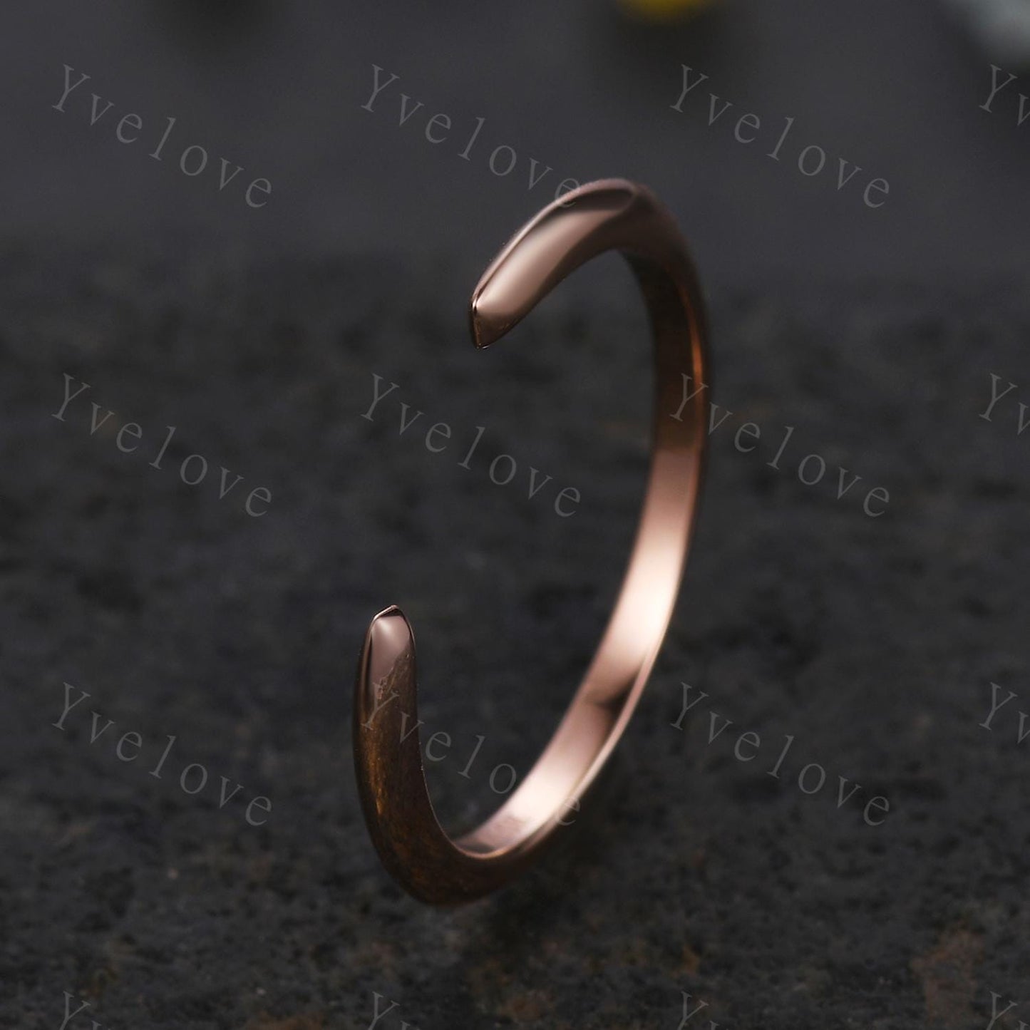 Unique Open Gap Ring,Open End Claw Wedding Band 14K White Gold Wedding Band Versatile Knuckle  Band  Stackable Band  Matching Ring for Her