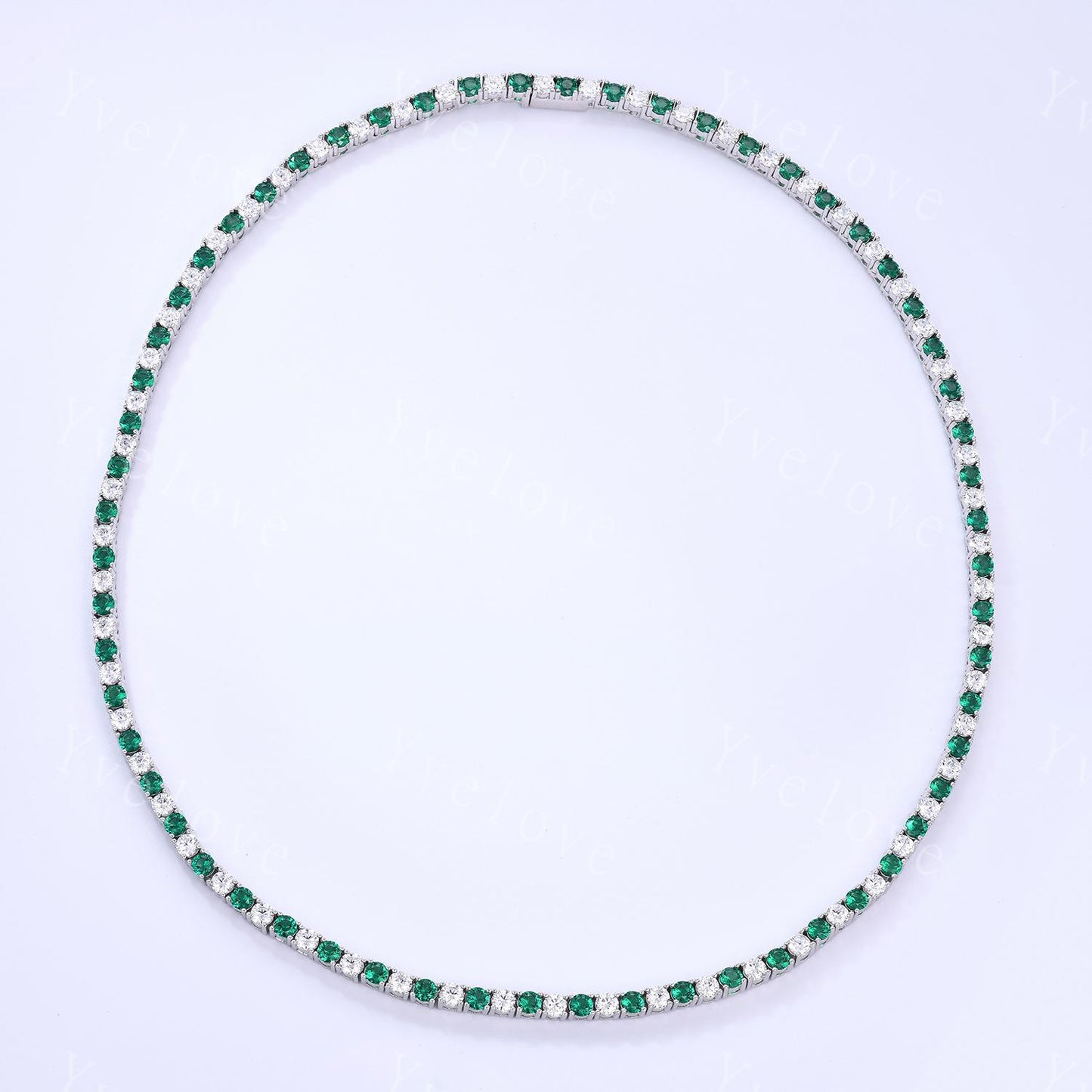 Emerald Moissanite Necklace,Chain Necklace,925 Sterling silver,Tennis Necklace,Minimalist Necklace,Dainty Necklace,Anniversary Gift for Her