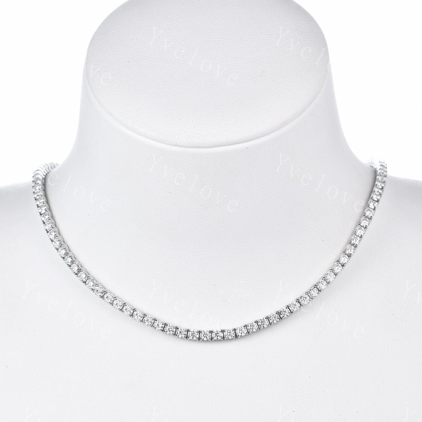 Round Moissanite Necklace,Chain Necklace,925 Sterling silver,Tennis Necklace,Minimalist Necklace,Dainty Necklace,Anniversary Gift for Her