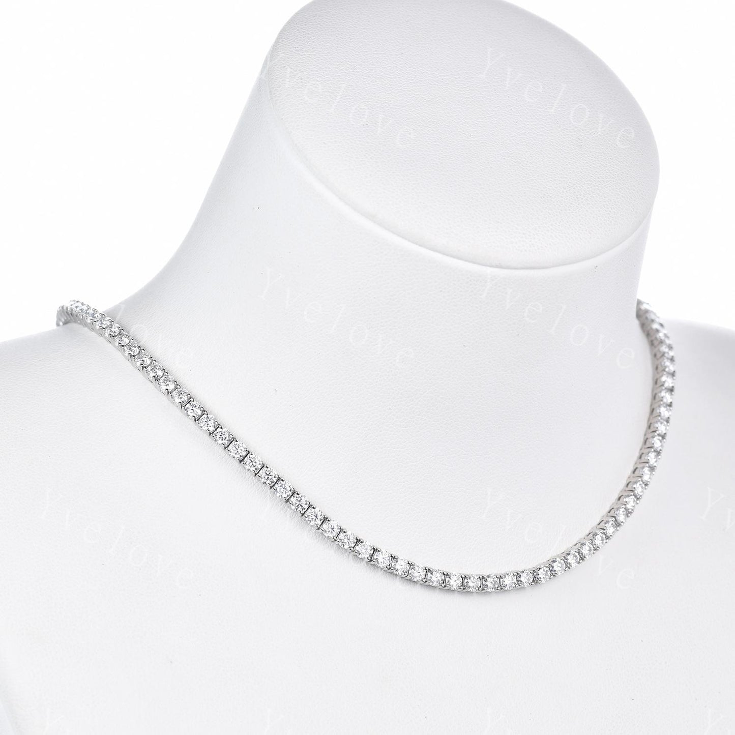Round Moissanite Necklace,Chain Necklace,925 Sterling silver,Tennis Necklace,Minimalist Necklace,Dainty Necklace,Anniversary Gift for Her