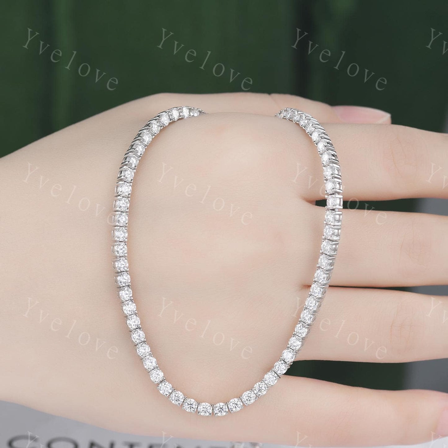 Round Moissanite Necklace,Chain Necklace,925 Sterling silver,Tennis Necklace,Minimalist Necklace,Dainty Necklace,Anniversary Gift for Her