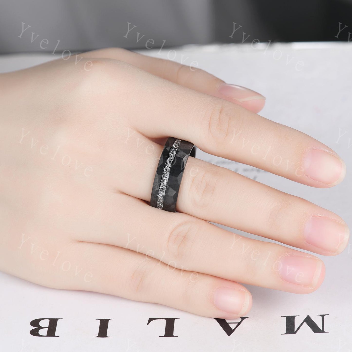 Unique Kite Cut Moss Agate Couple Ring Set Gothic Black Rings His and Hers Wedding Band Mens Galaxy Tungsten Ring Couples Promise Ring Set