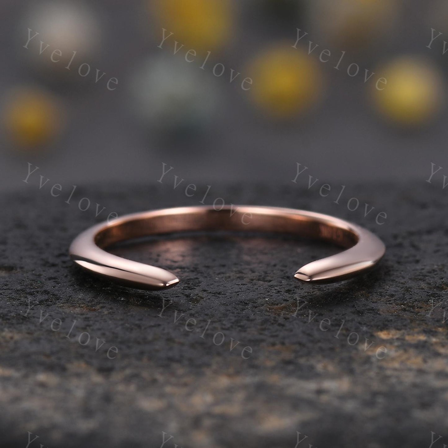 Unique Open Gap Ring,Open End Claw Wedding Band 14K White Gold Wedding Band Versatile Knuckle  Band  Stackable Band  Matching Ring for Her
